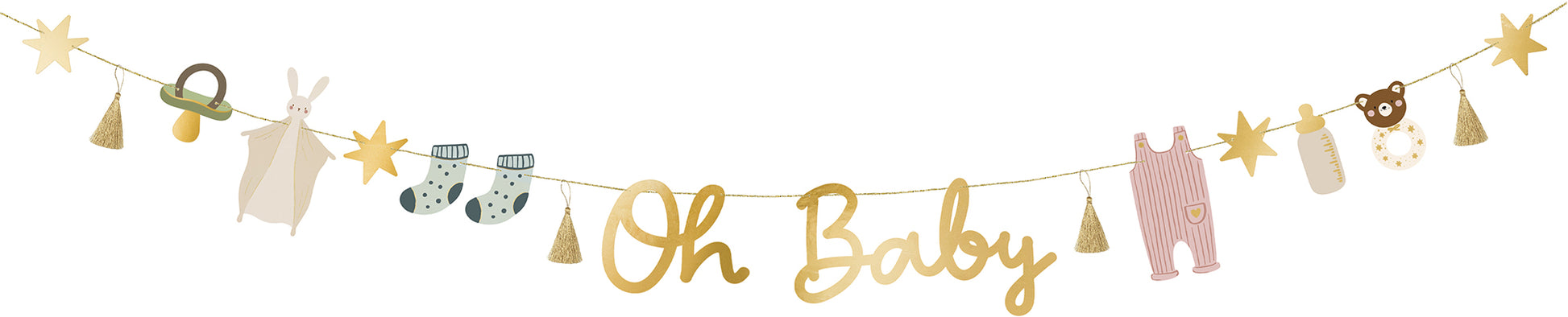Partydeco Girlande Oh Baby – mehrfarbig – 2,5 m – Papier – 13 Stk