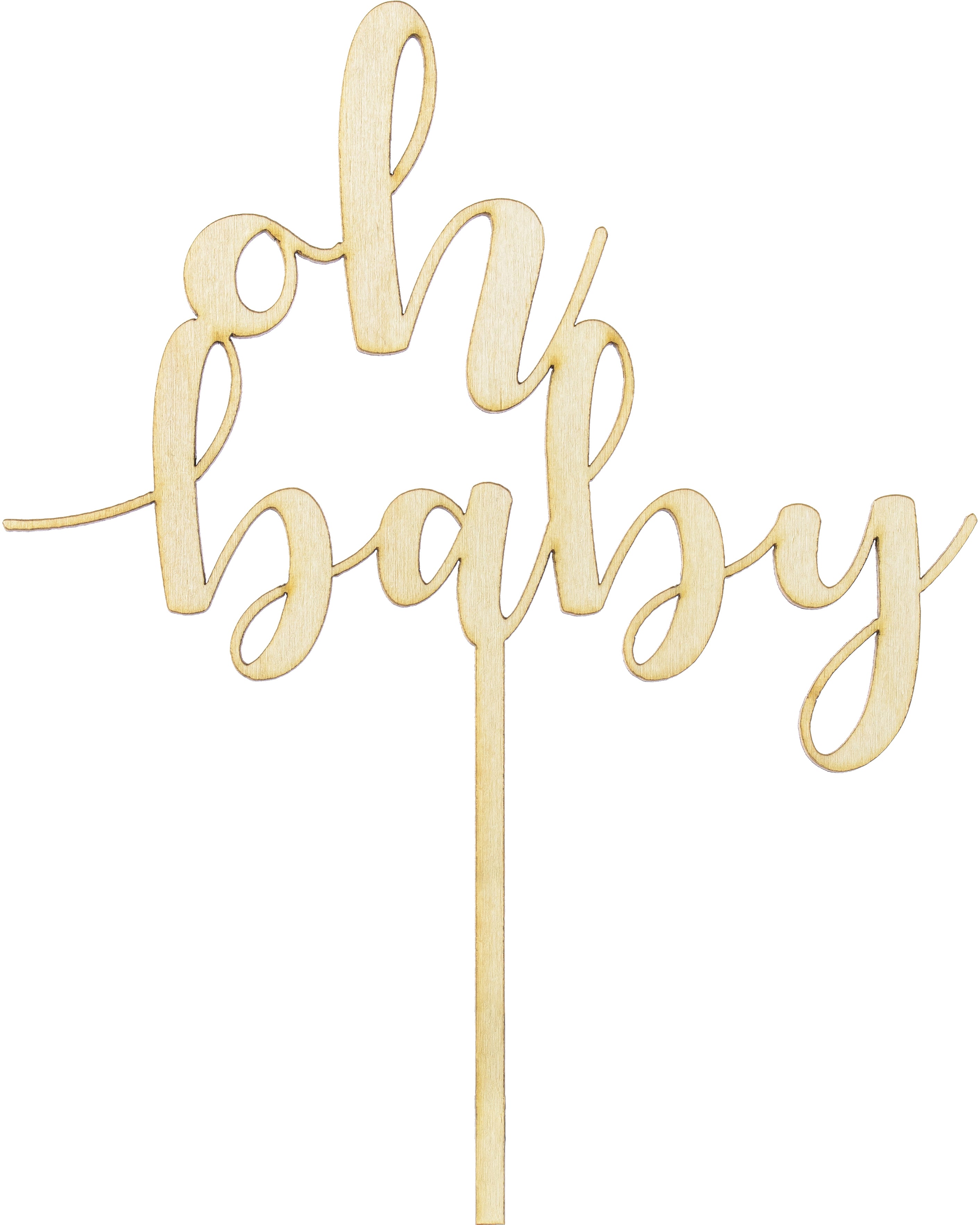 Partydeco Caketopper Oh Baby – 16 × 0,5 cm – Holz