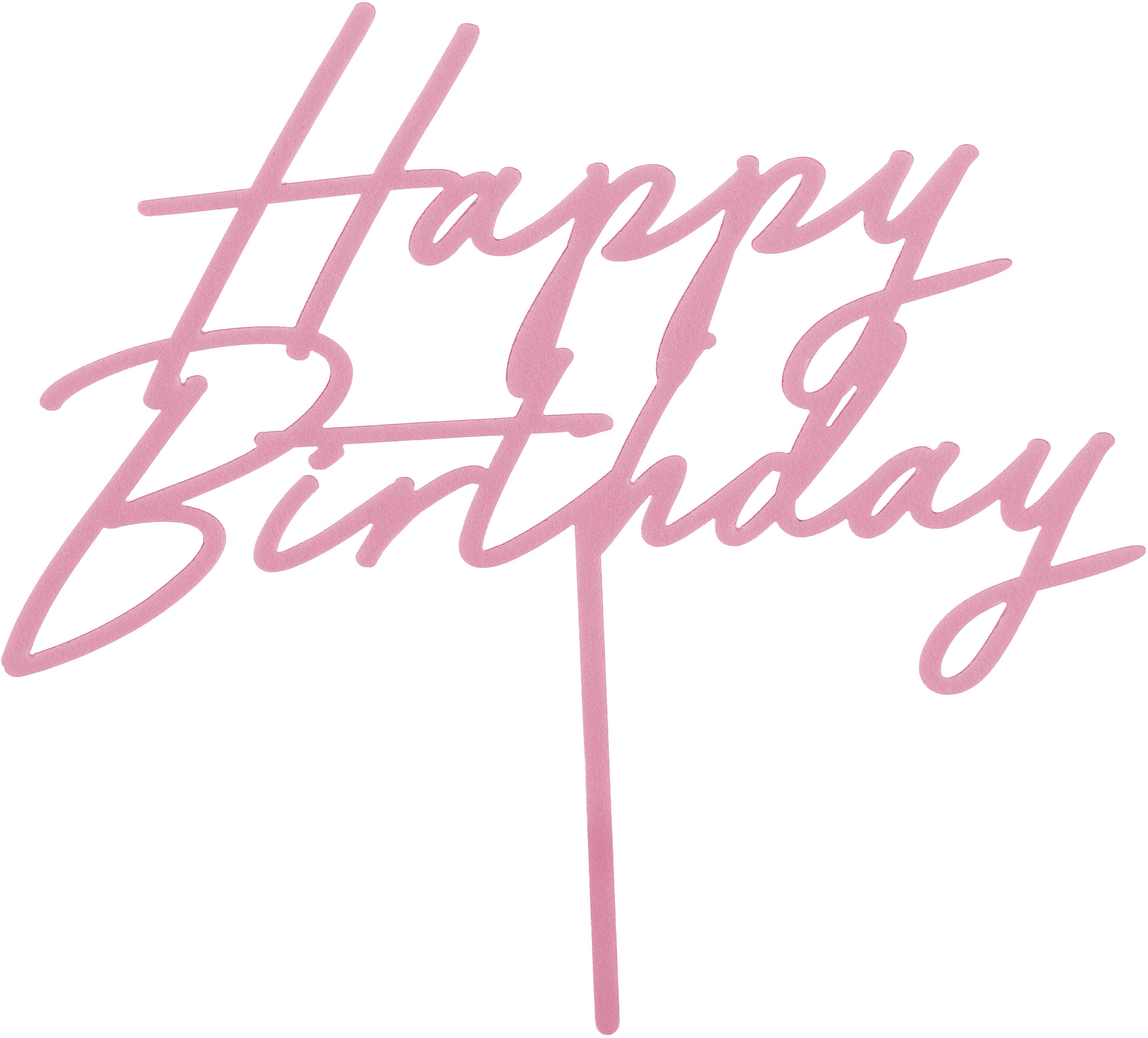 Partydeco Caketopper Happy Birthday – rosa – 18 × 19,5 cm – Acryl