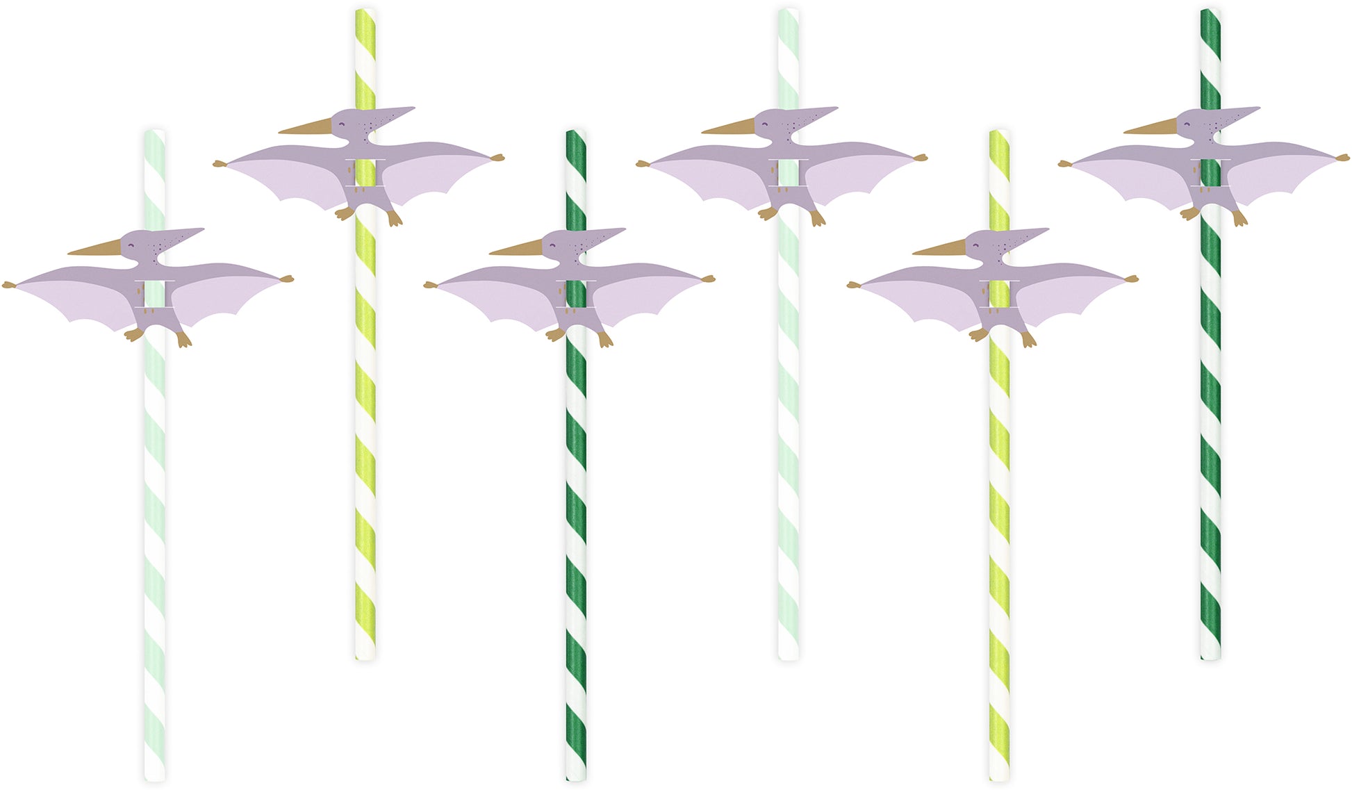 Partydeco Strohhalme, 27 cm, Pterodaktylus-Motiv – 6 Stk.