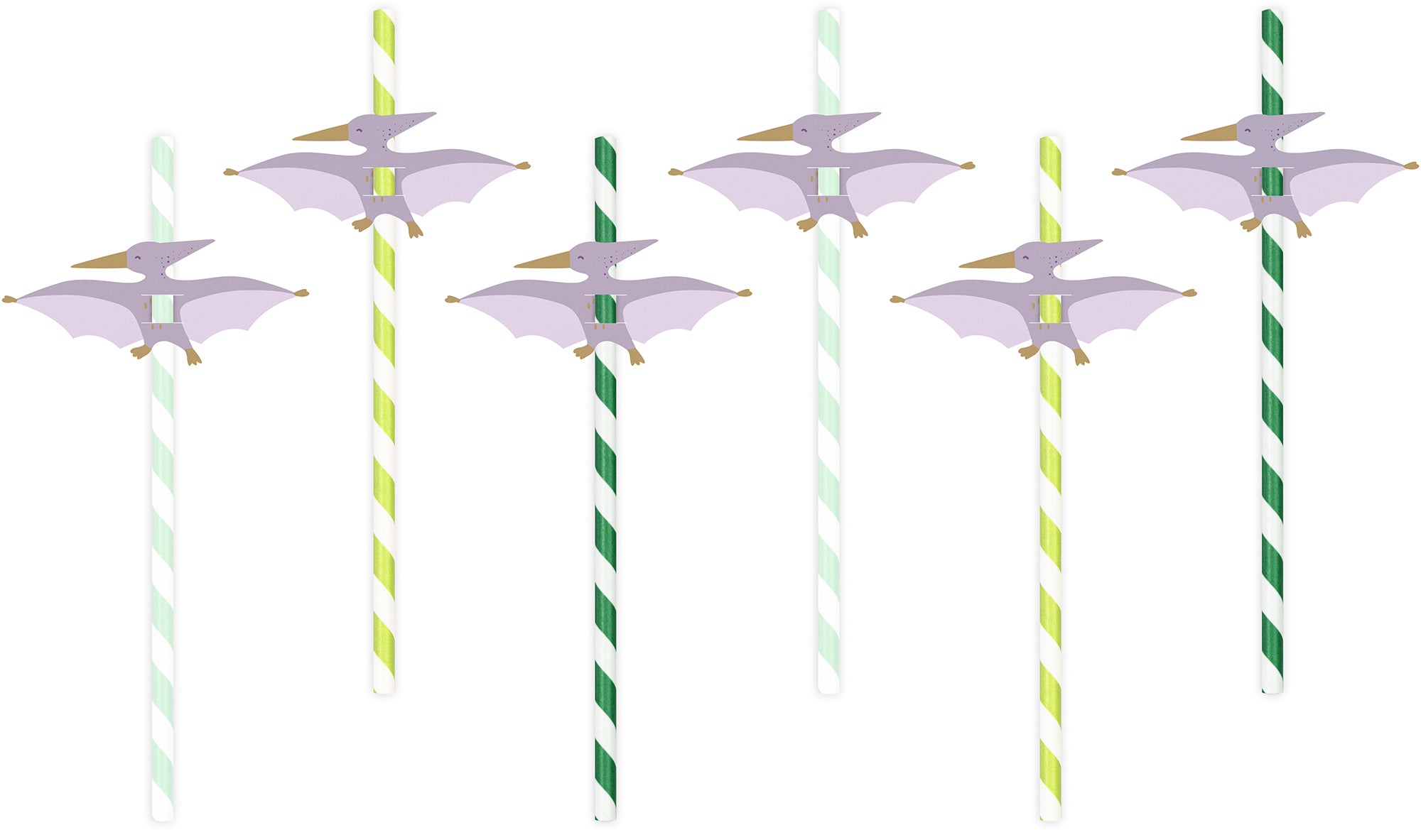 Partydeco Strohhalme, 27 cm, Pterodaktylus-Motiv – 6 Stk.