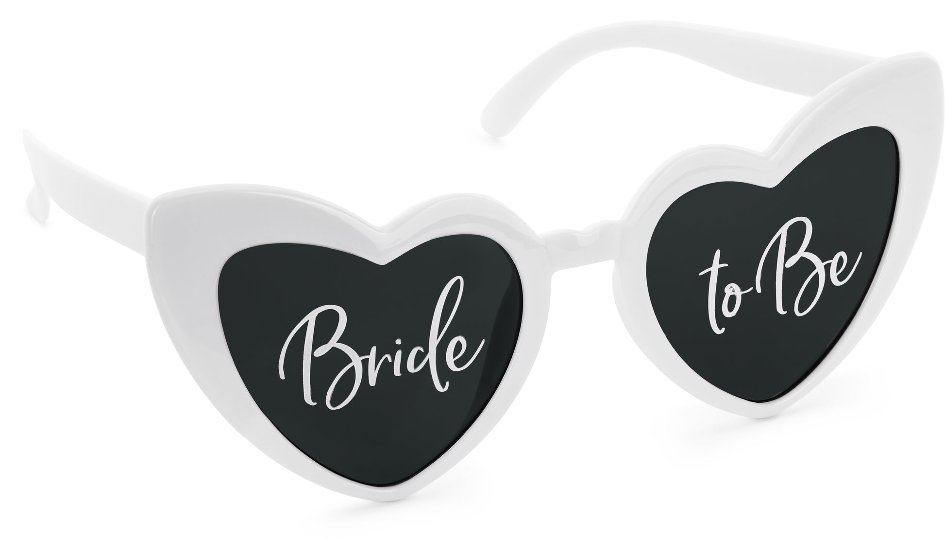 Partydeco Brille Bride to Be (herzförmig) – weiss mit schwarzen Gläsern – 13 × 1 × 16 cm