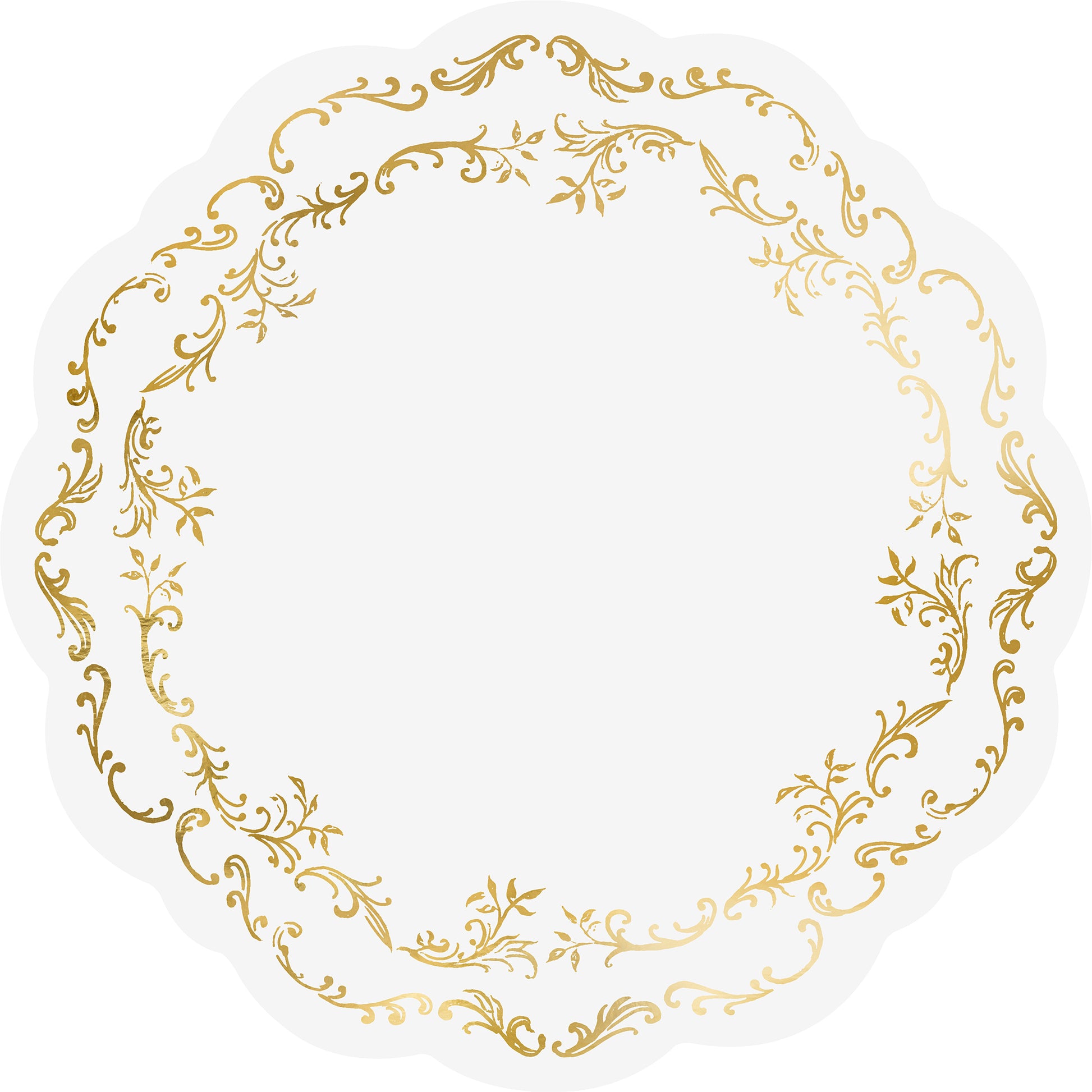 Partydeco Einweg-Tischset – rund, Papier, Weiss/Gold, Ø35,5 cm – 6 Stk.