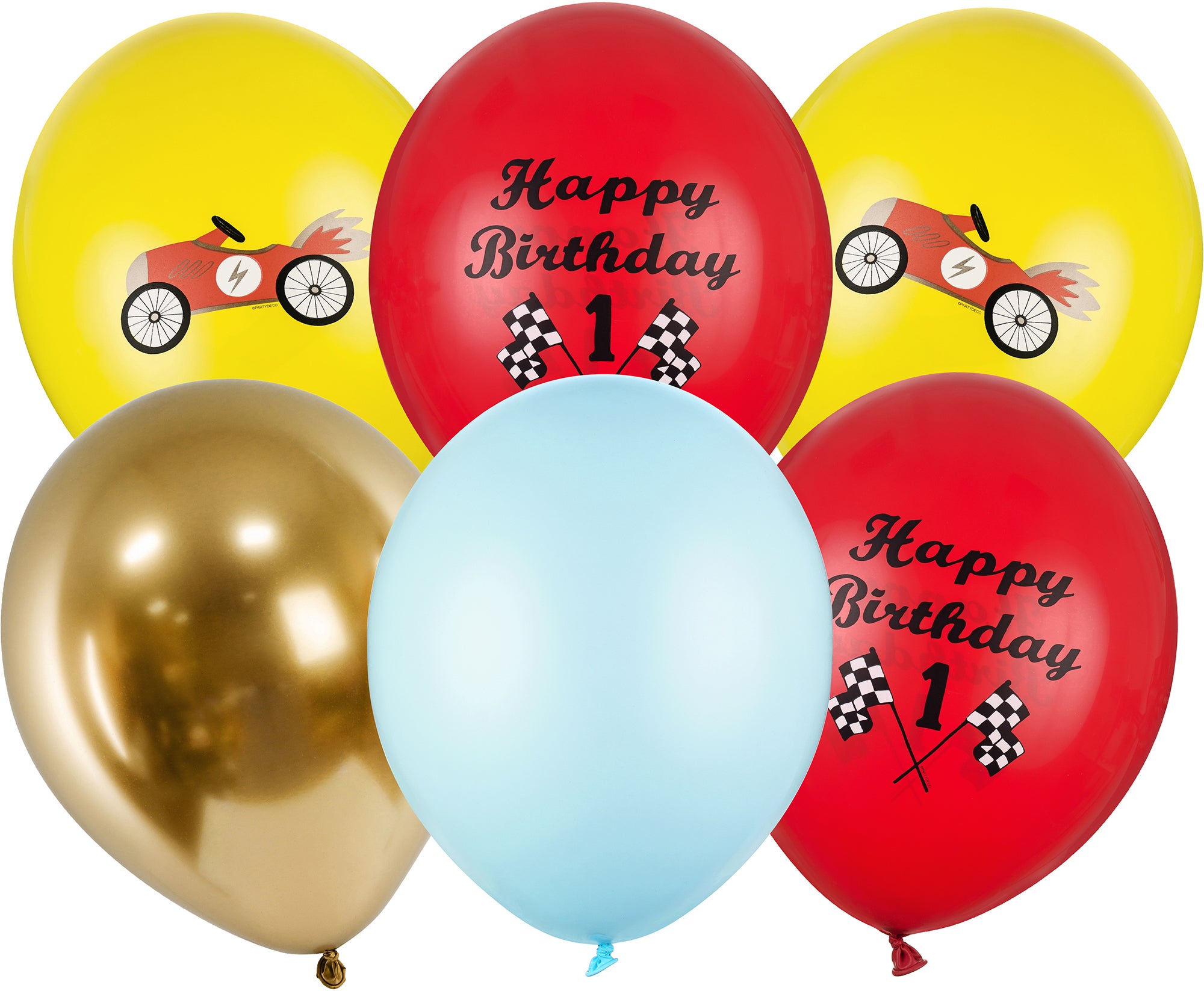 Partydeco Luftballons Autos – mehrfarbig – Ø 30 cm – Latex – 6 Stk
