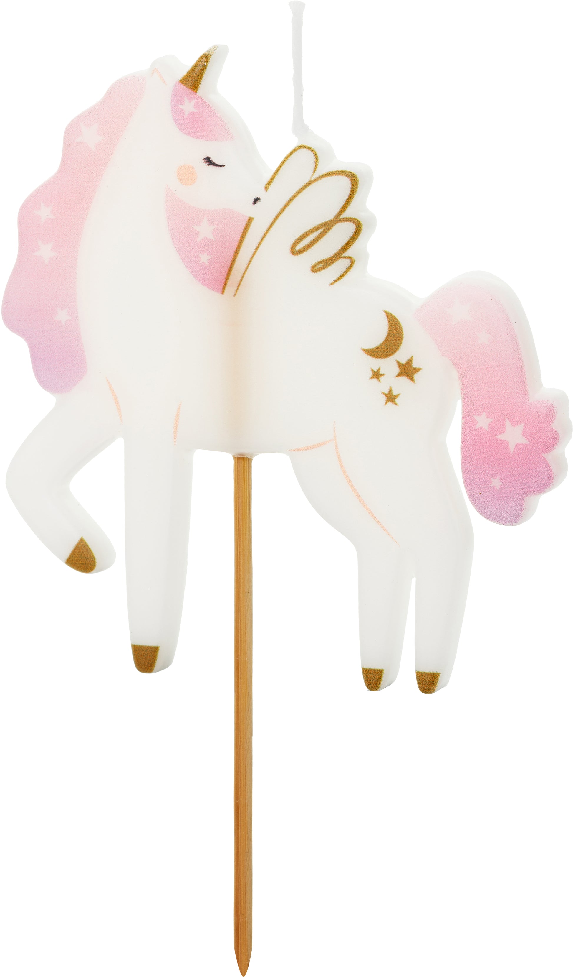 PartyDeco Geburtstagskerze Einhorn – Pink, Weiss – 9 cm – 1 Stk