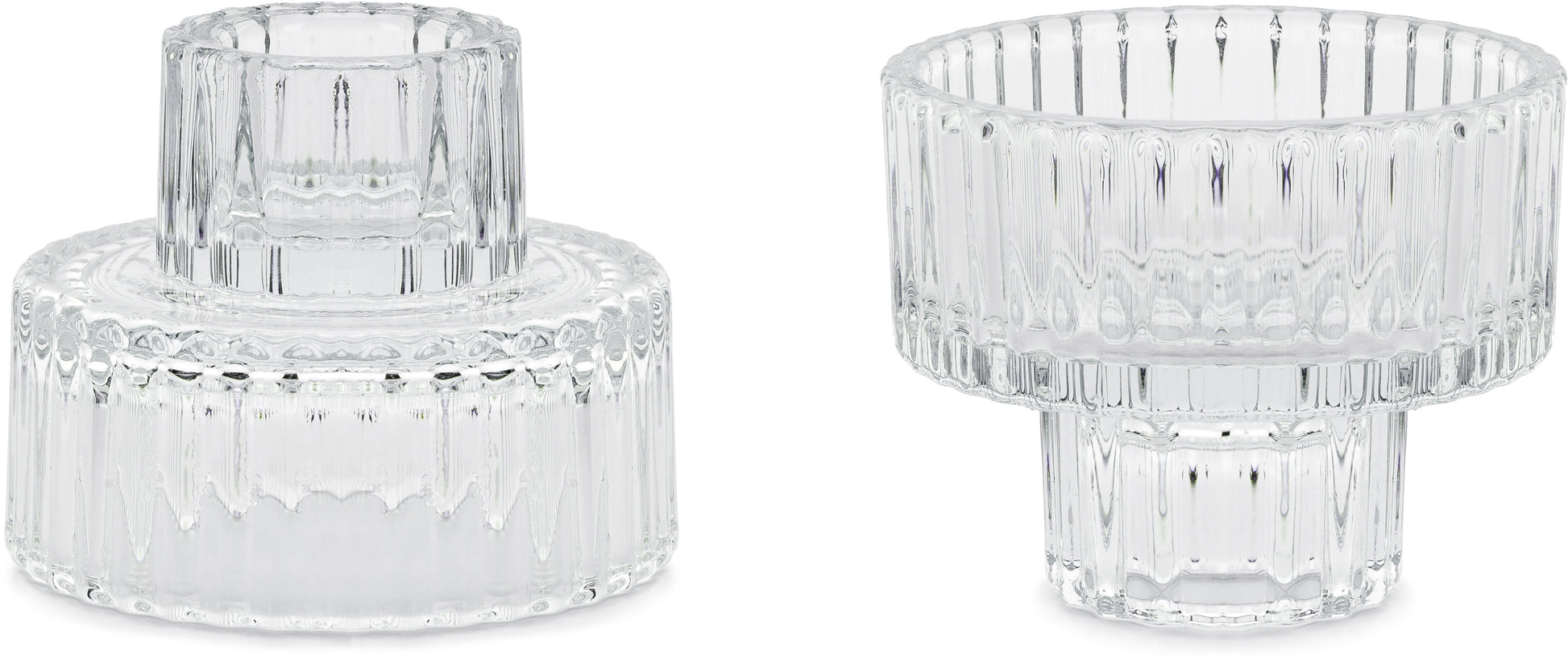 Partydeco Kerzenhalter – Glas – Ø 6,5 × 5,5 cm – 4-teilig – 2-in-1 Rand