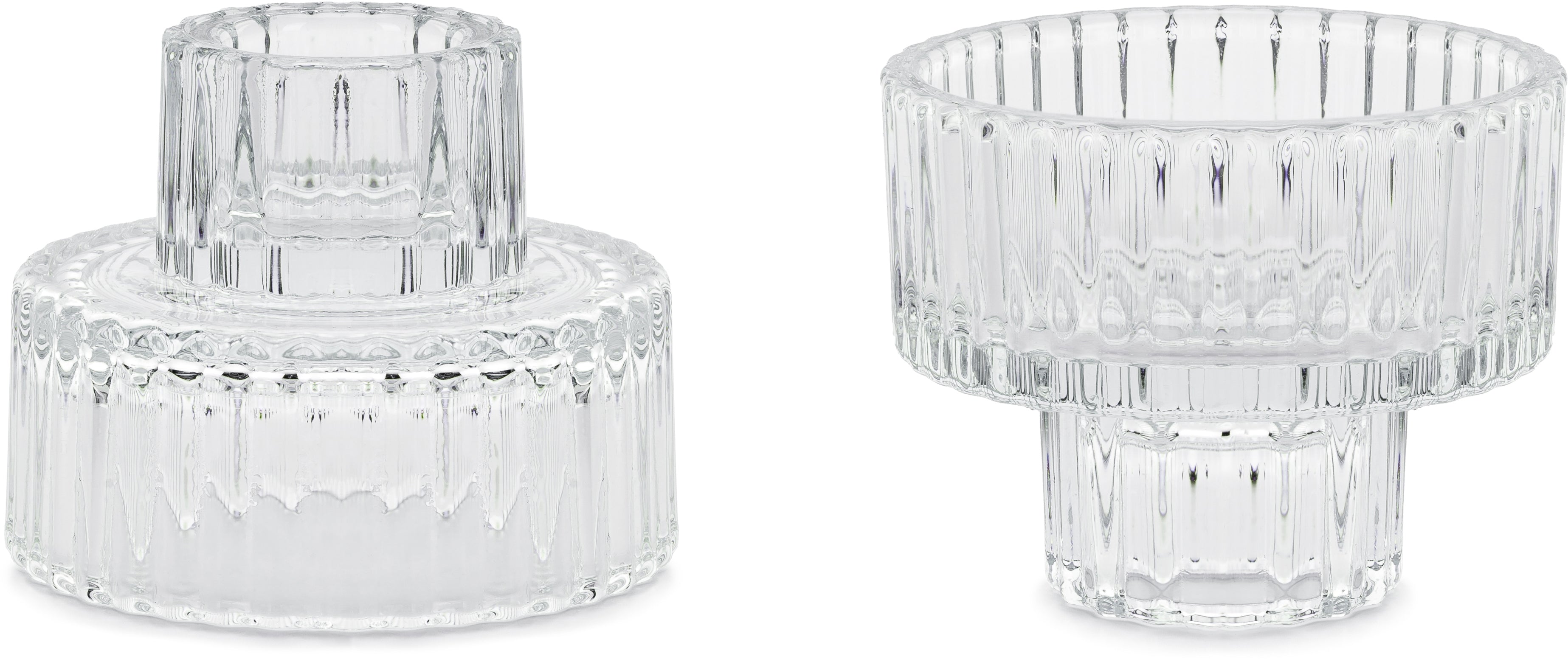 Partydeco Kerzenhalter – Glas – Ø 6,5 × 5,5 cm – 4-teilig – 2-in-1 Rand