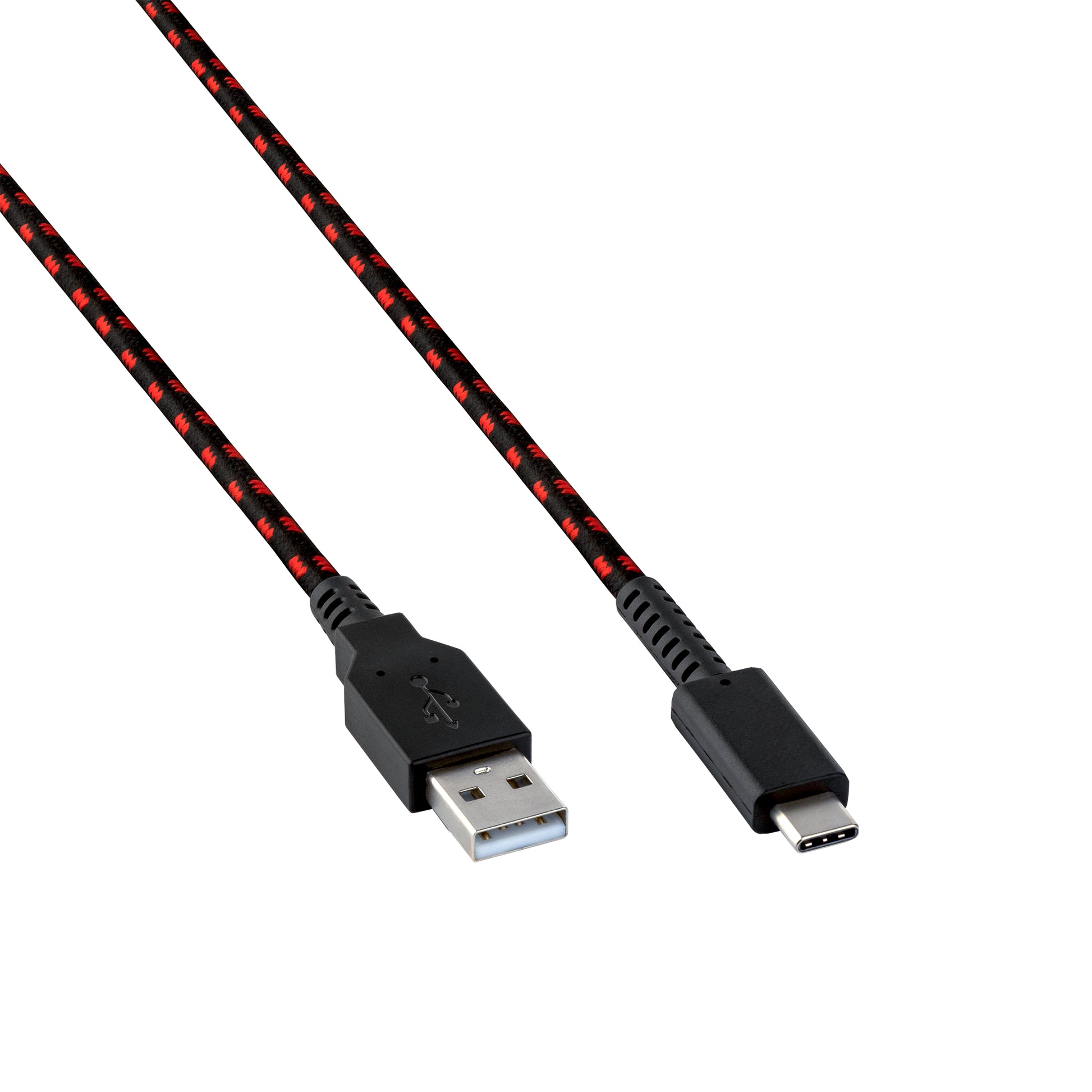 PDP USB-A auf USB-C Kabel – 2,4 m – Geflochten – Schwarz/Rot – für Nintendo Switch, Switch Lite