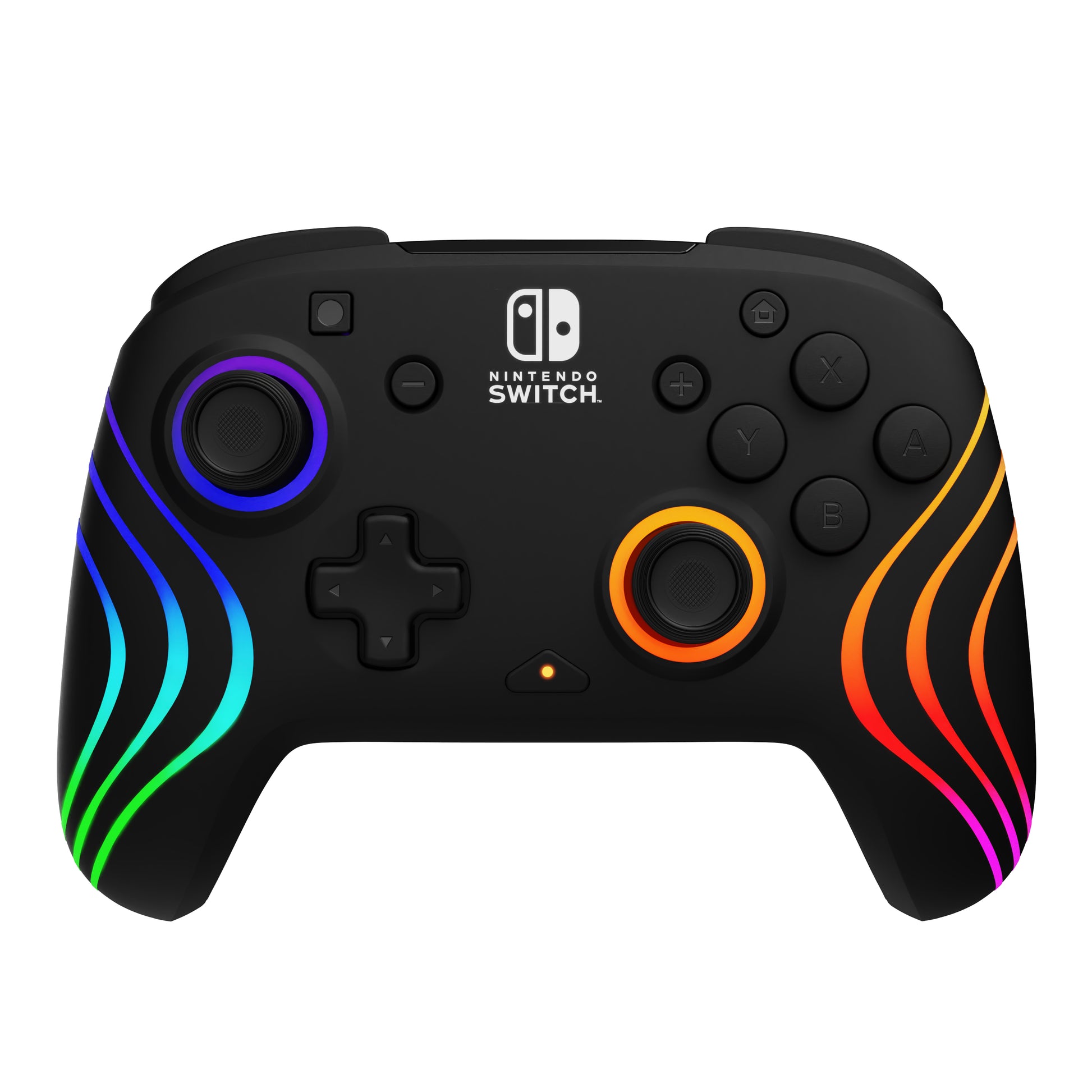 PDP Afterglow Wave – Gamepad – USB + RF 2,4 GHz, RGB, für Nintendo Switch, Schwarz