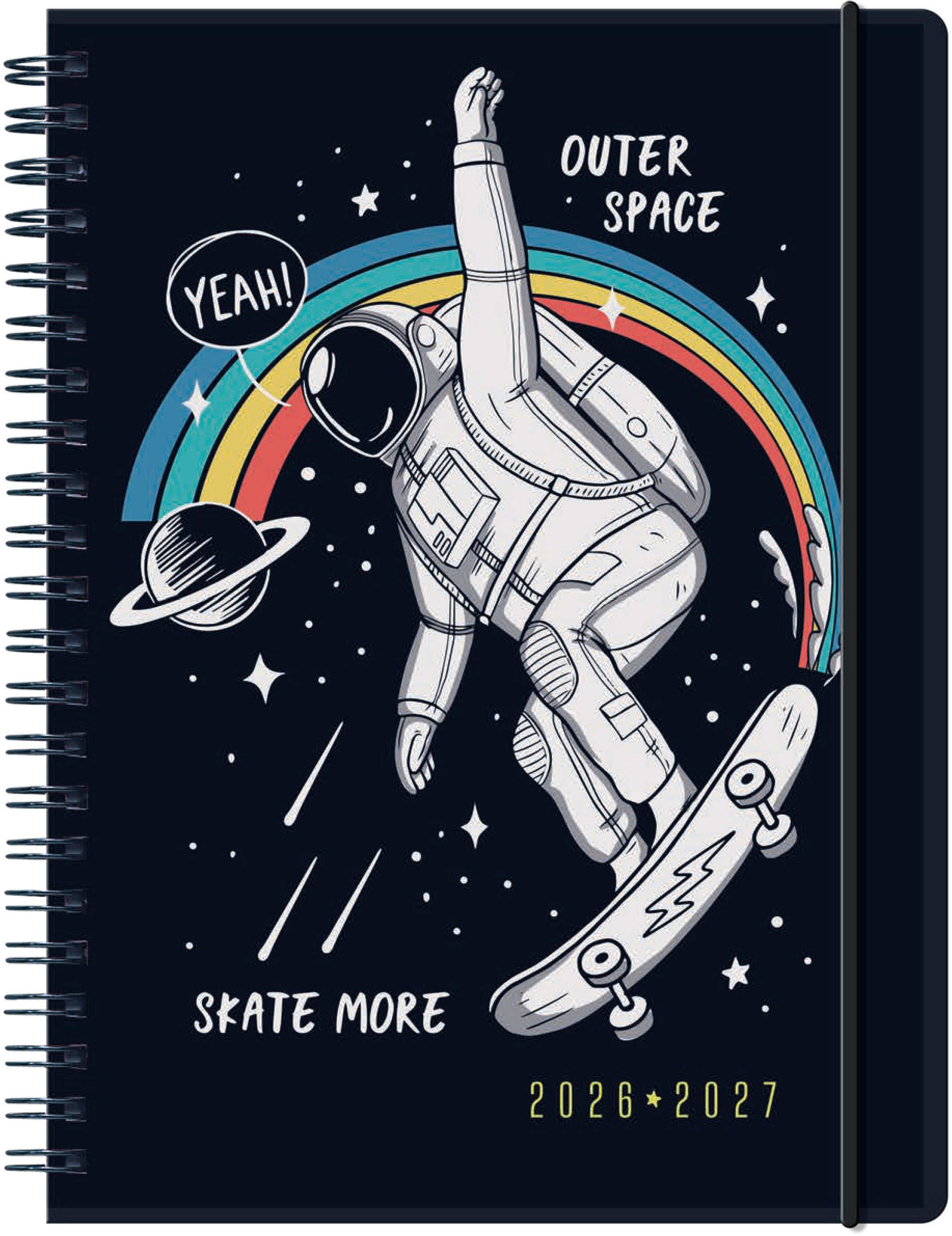 Pelikan MustHave Space – Schulagenda 2026/27, 1 Woche/2 Seiten, 15,5 × 20,0 cm, Spiralbindung, Gummiband