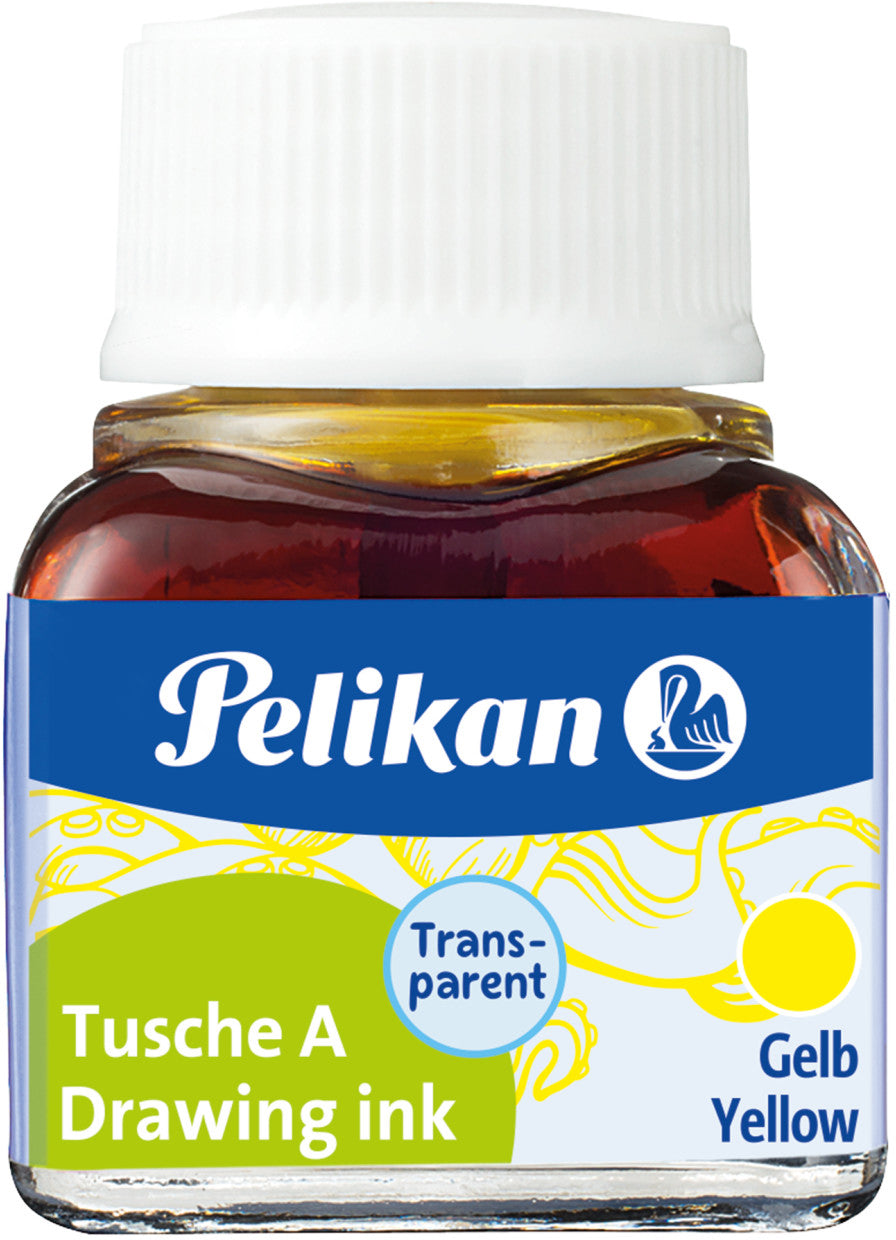 Pelikan Tusche – Gelb – 10 ml (Glas) – für Reissfeder, Zeichenfeder, Pinsel