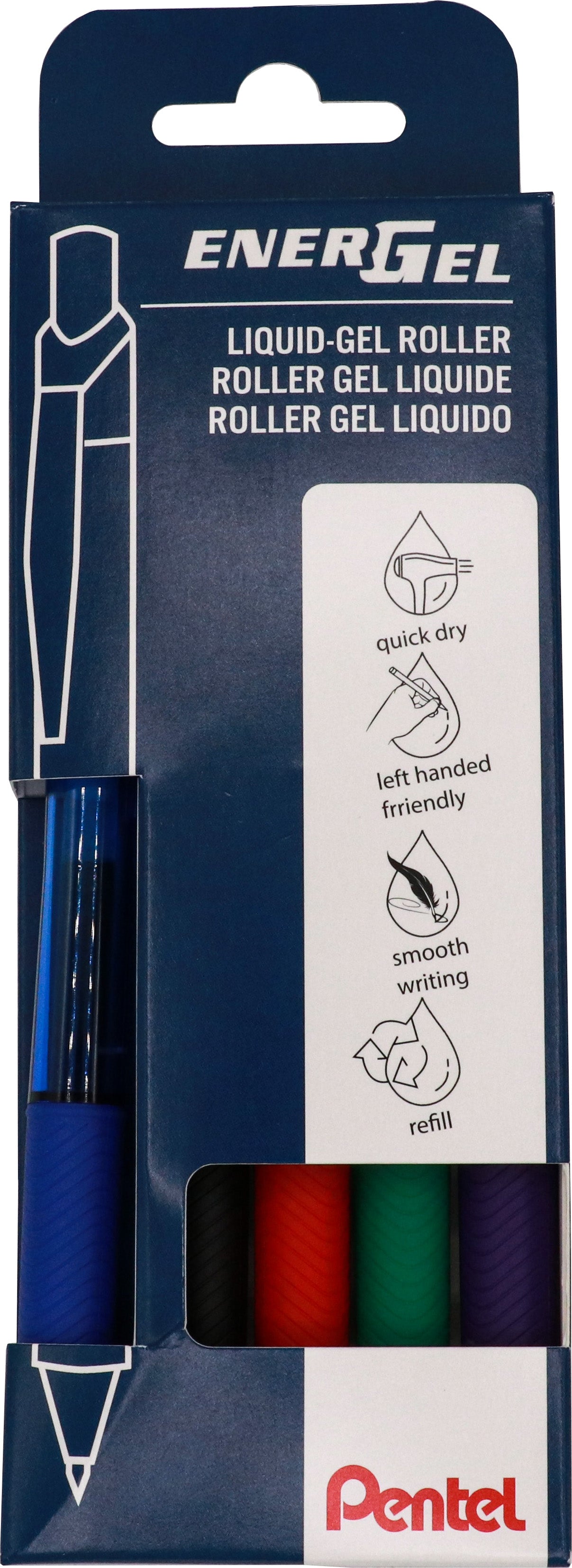 Pentel EnerGel X Gelschreiber, Druckmechanik – Farben sortiert, Spitze 0,7 mm, schnelltrocknend, nachfüllbar