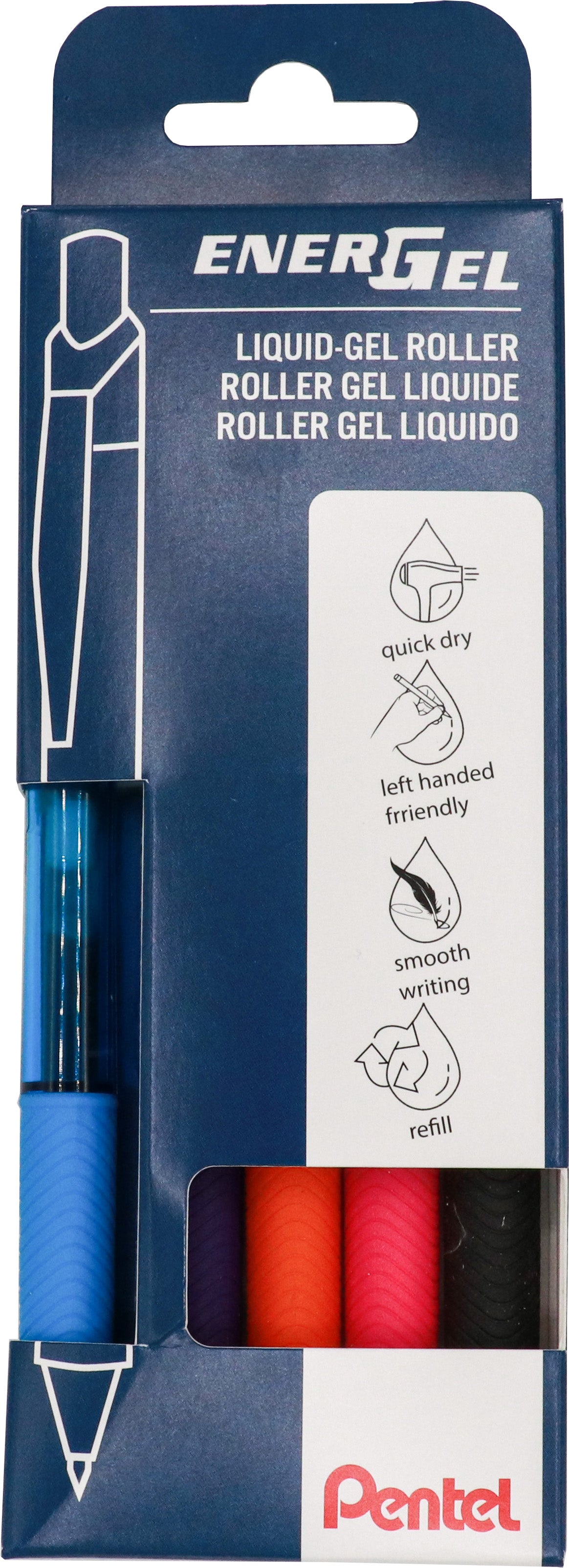 Pentel EnerGel X Gelschreiber, Kappe – Spitze 0,7 mm, schnelltrocknend, linkshänder-geeignet, 5er-Set