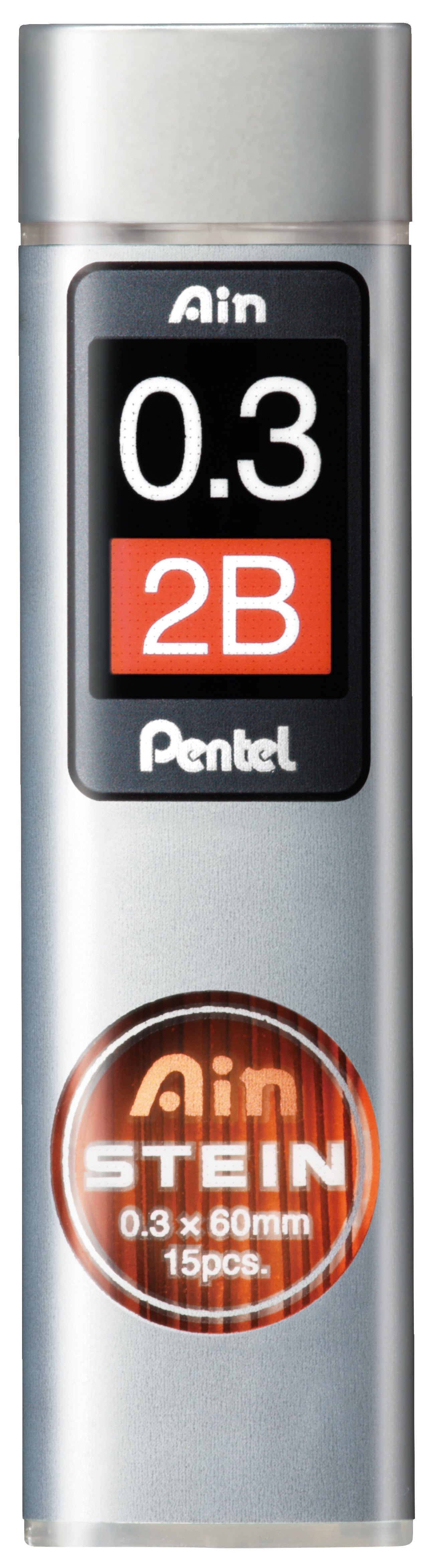 Pentel AIN STEIN C273 Zirkelminen – Schwarz, 0,3 mm, Härtegrad 2B, 15er-Pack