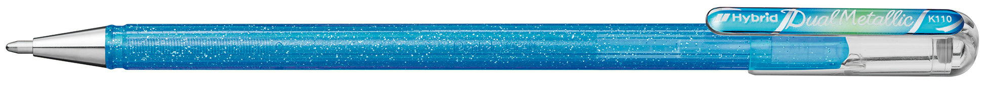 Pentel Hybrid Metal K110-DMNX Gelschreiber – graublau/blau/silber, 1 mm Spitze, glitzernd