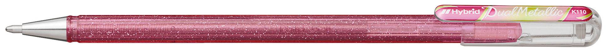 Pentel Hybrid Metal K110-DMPX Gelschreiber – pink/grün/gold, Spitze 1 mm, glitzernd, metallic