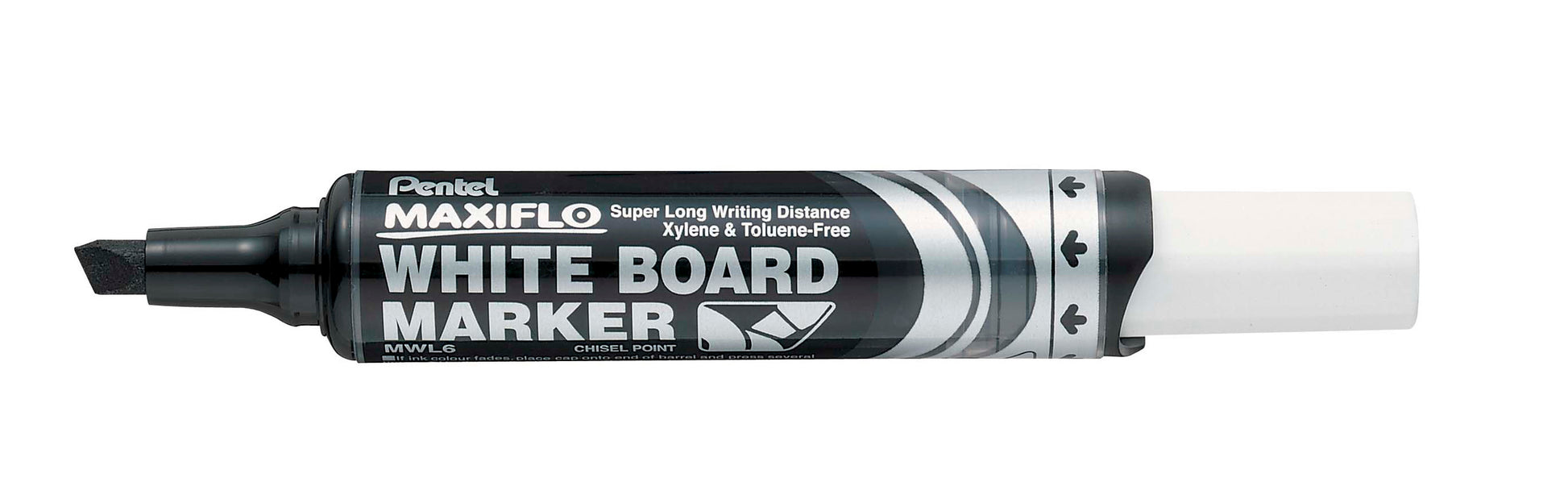 Pentel Whiteboard-Marker – Keilspitze 2–6 mm, Schwarz, trocken abwischbar – für Whiteboards und Flipcharts