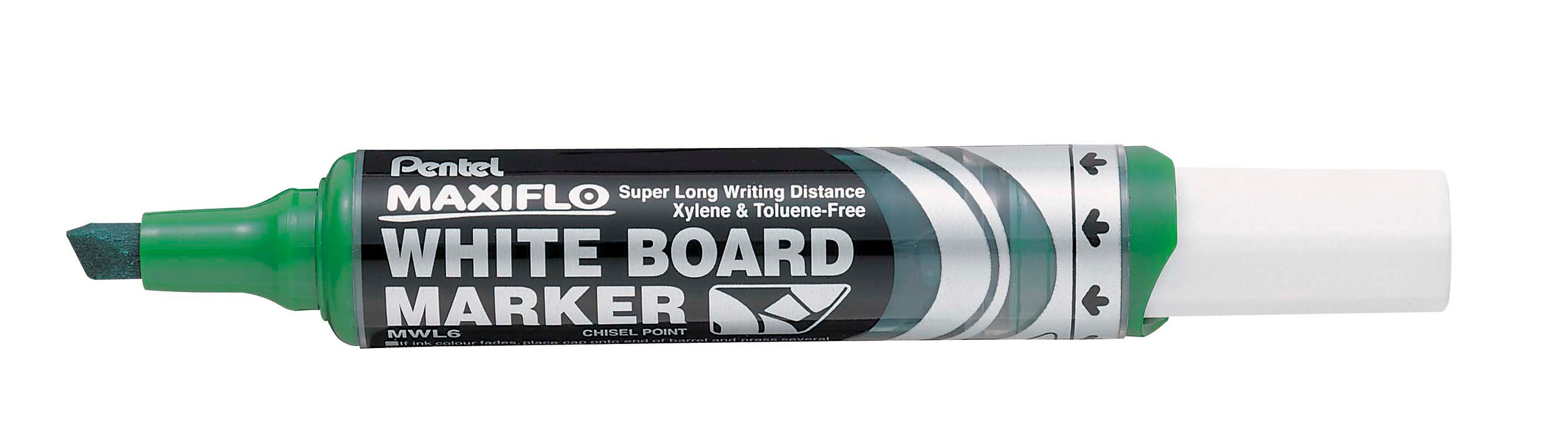 Pentel Whiteboard-Marker – Keilspitze 2–6 mm, Grün, trocken abwischbar – für Whiteboards und Flipcharts/Papier