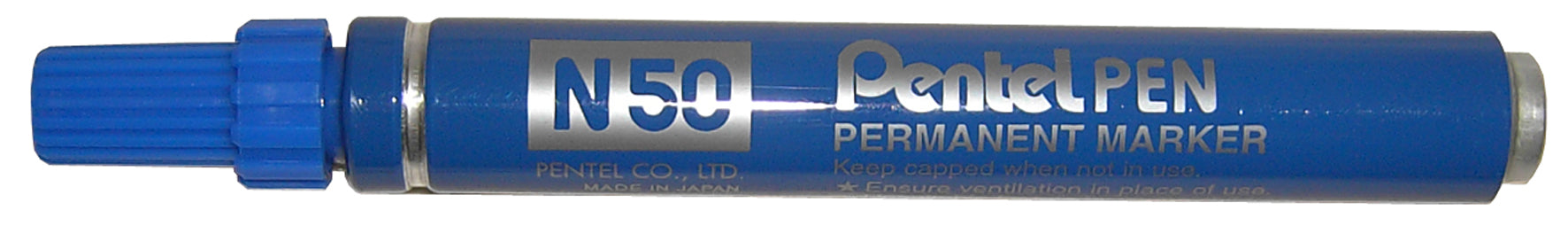 Pentel N50 Permanentmarker – Rundspitze 4,3 mm – Blau – 12er-Pack – für Glas, Metall und Kunststoff