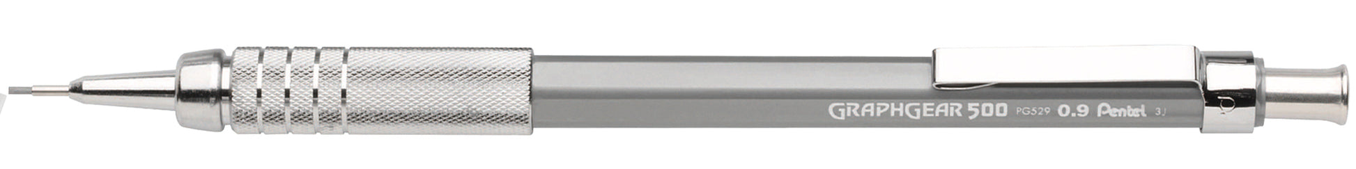 Pentel Graphgear PG529-NX Druckbleistift – 0,9 mm – Metall – Grau – mit Radierer