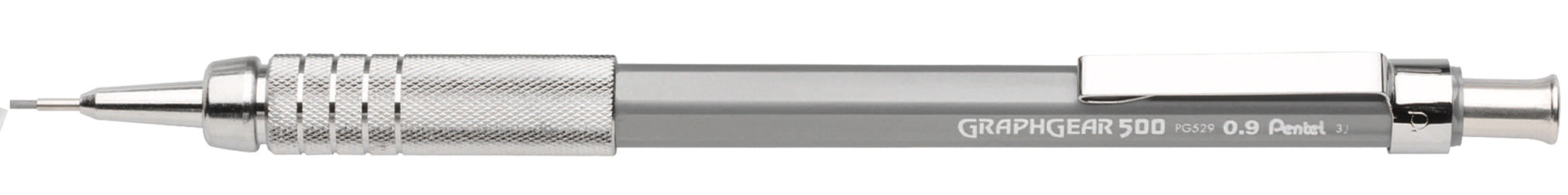 Pentel Graphgear PG529-NX Druckbleistift – 0,9 mm – Metall – Grau – mit Radierer
