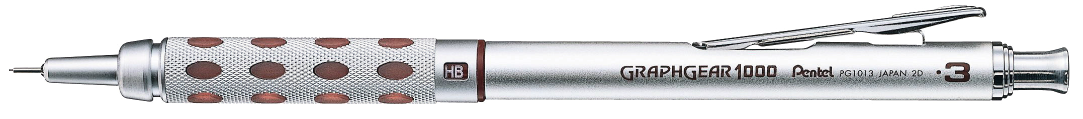Pentel Graphgear XPG1013-E Druckbleistift – 0,3 mm – Aluminium – Silber/Braun