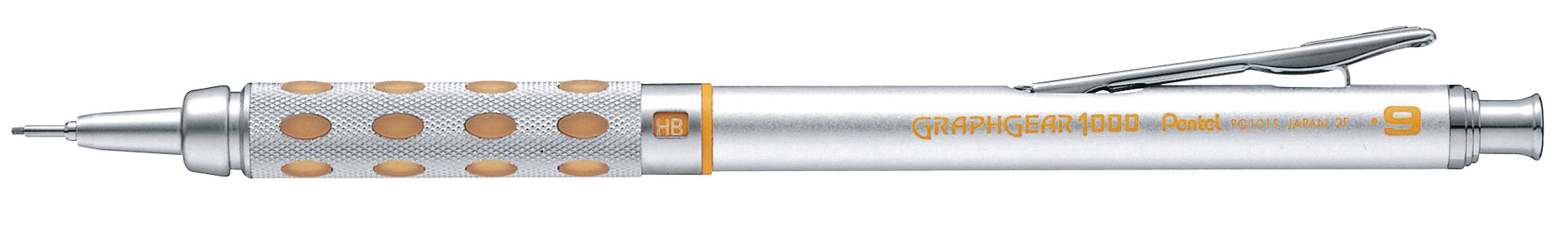 Pentel Graphgear XPG1019-G Druckbleistift – 0,9 mm – Aluminium – Silber/Gelb