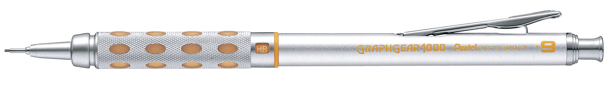 Pentel Graphgear XPG1019-G Druckbleistift – 0,9 mm – Aluminium – Silber/Gelb