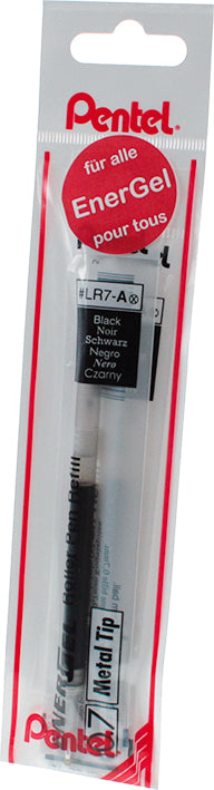 Pentel EnerGel LR7 Rollerpatrone – Schwarz, für Pentel EnerGel, Sterling Rollerball, 2er-Pack