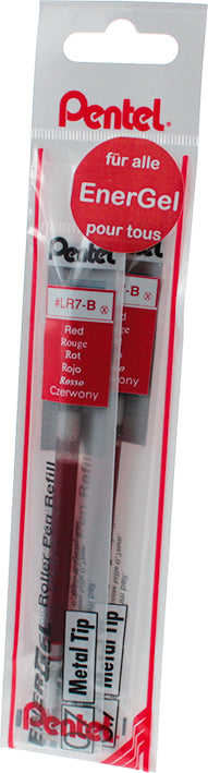 Pentel EnerGel BL77 YLR7-2BX Rollerpatrone – Rot, für Pentel EnerGel, Sterling Rollerball, 2er-Pack