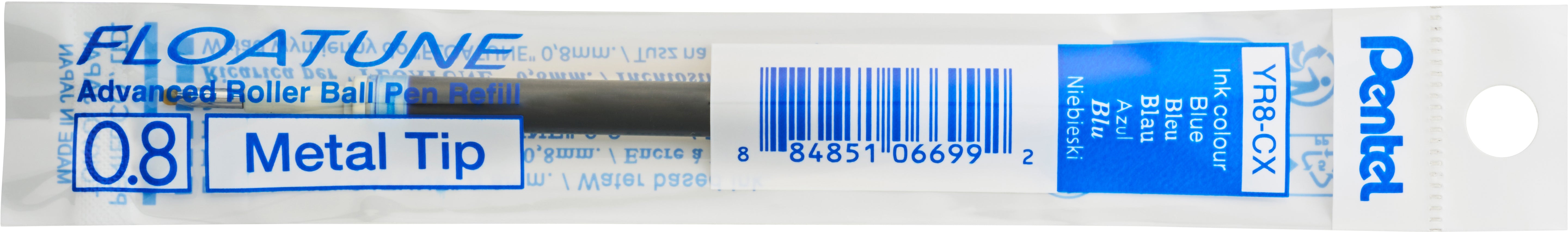 Pentel FLOATUNE YR8-CX Rollerpatrone – Blau, 0,4 mm, für Floatune BY208