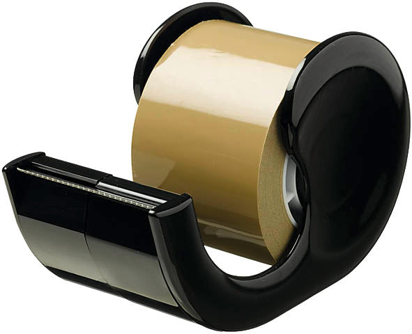Permafix Verpackungsbandabroller 104704 – für Verpackungsband bis 38 mm, inkl. 1 Rolle, Kunststoff, schwarz