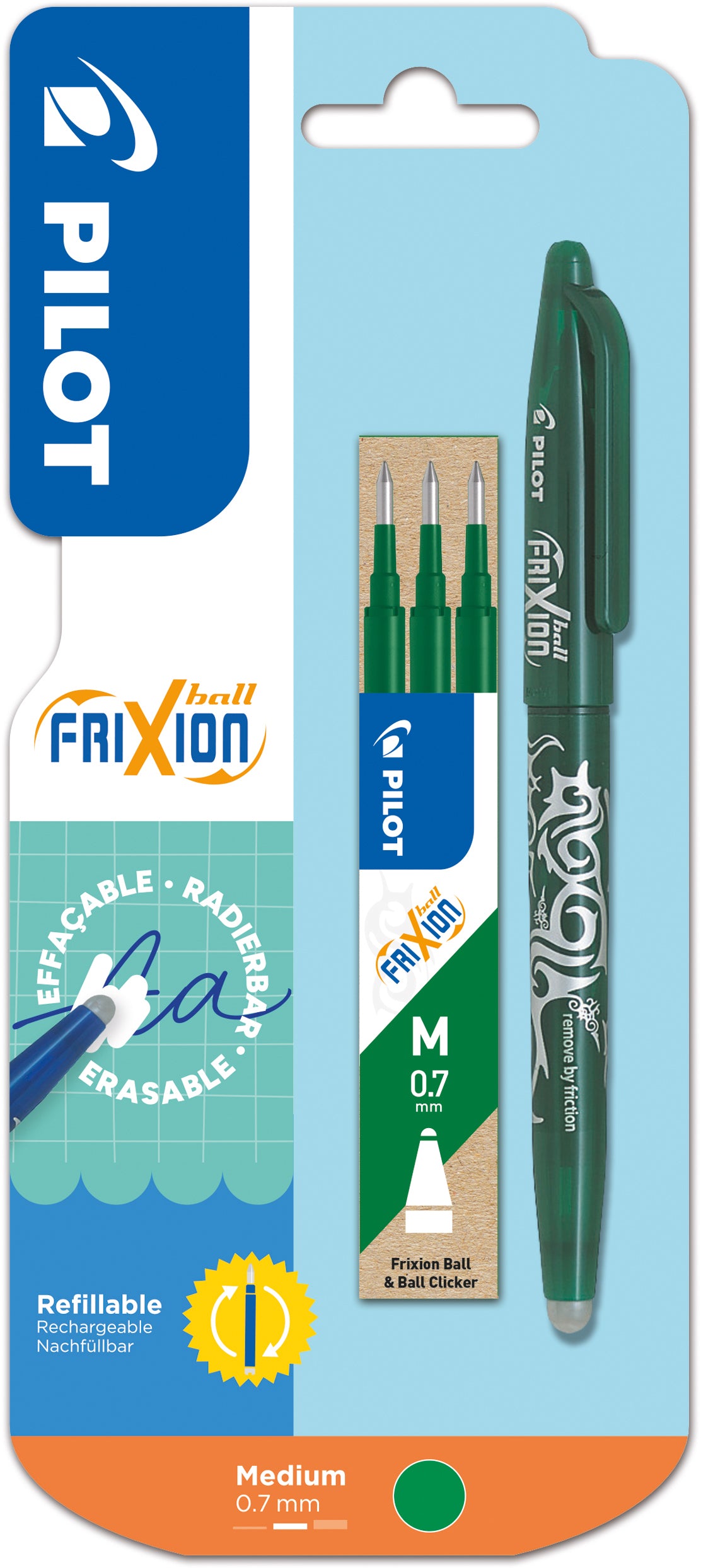 Pilot FriXion Ball Gelschreiber – grün, radierbar, nachfüllbar