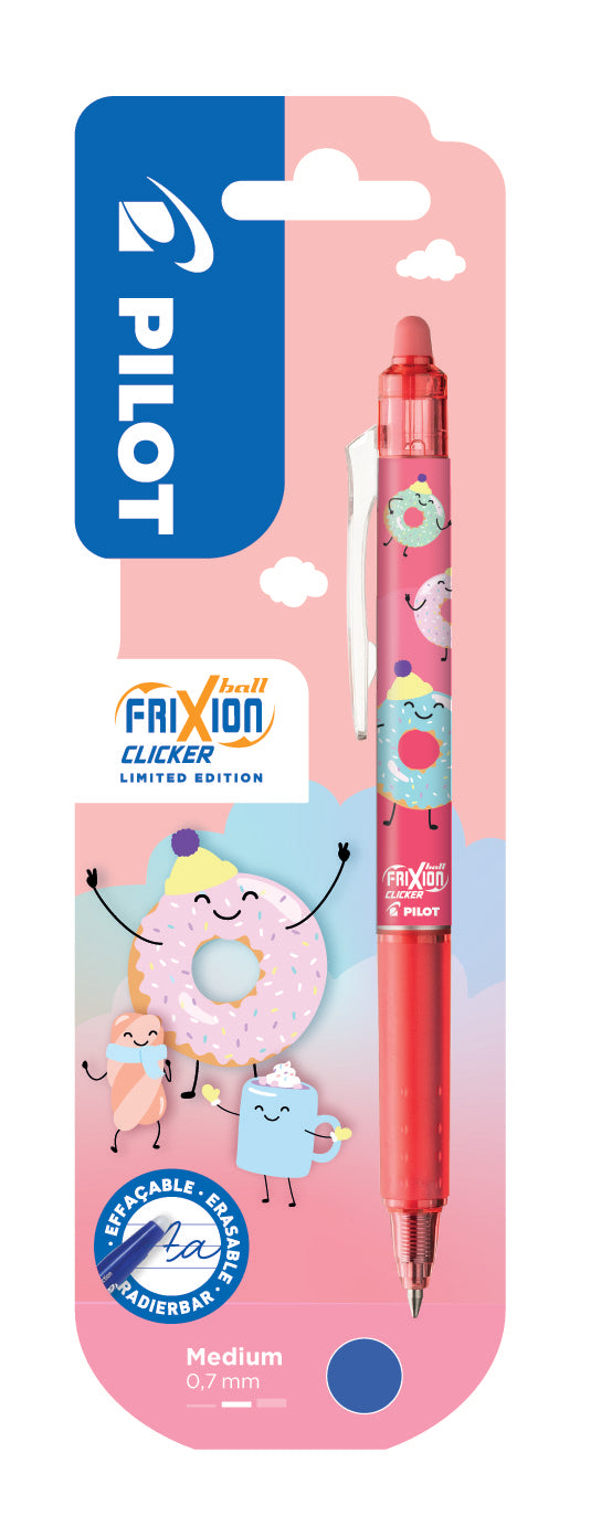 Pilot FriXion Clicker Gelschreiber, Druckmechanik – Blau, Spitze 0,7 mm, radierbar, nachfüllbar