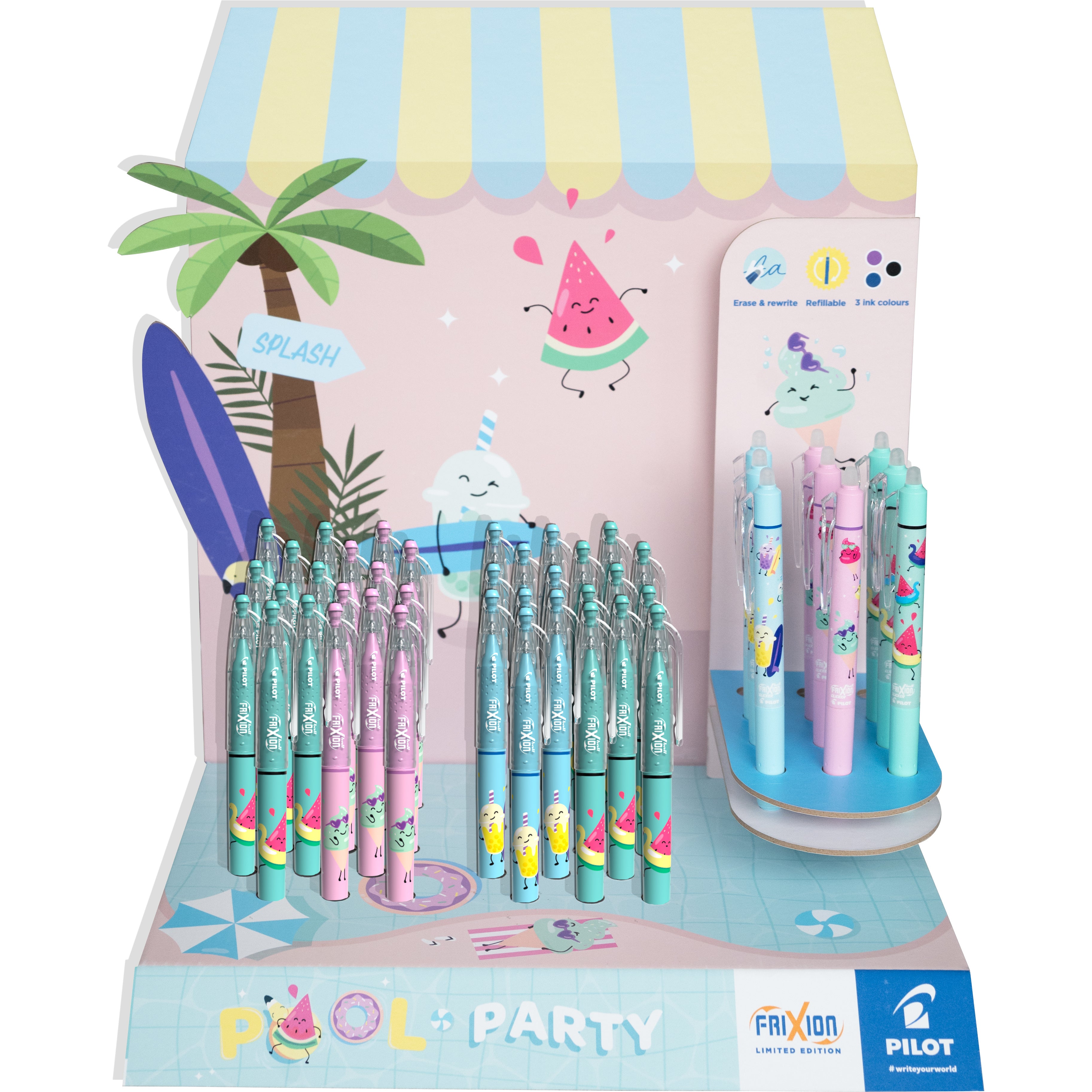 Pilot FriXion Ball Pool Party Gelschreiber – Farben sortiert, Spitze 0,7 mm, radierbar, nachfüllbar
