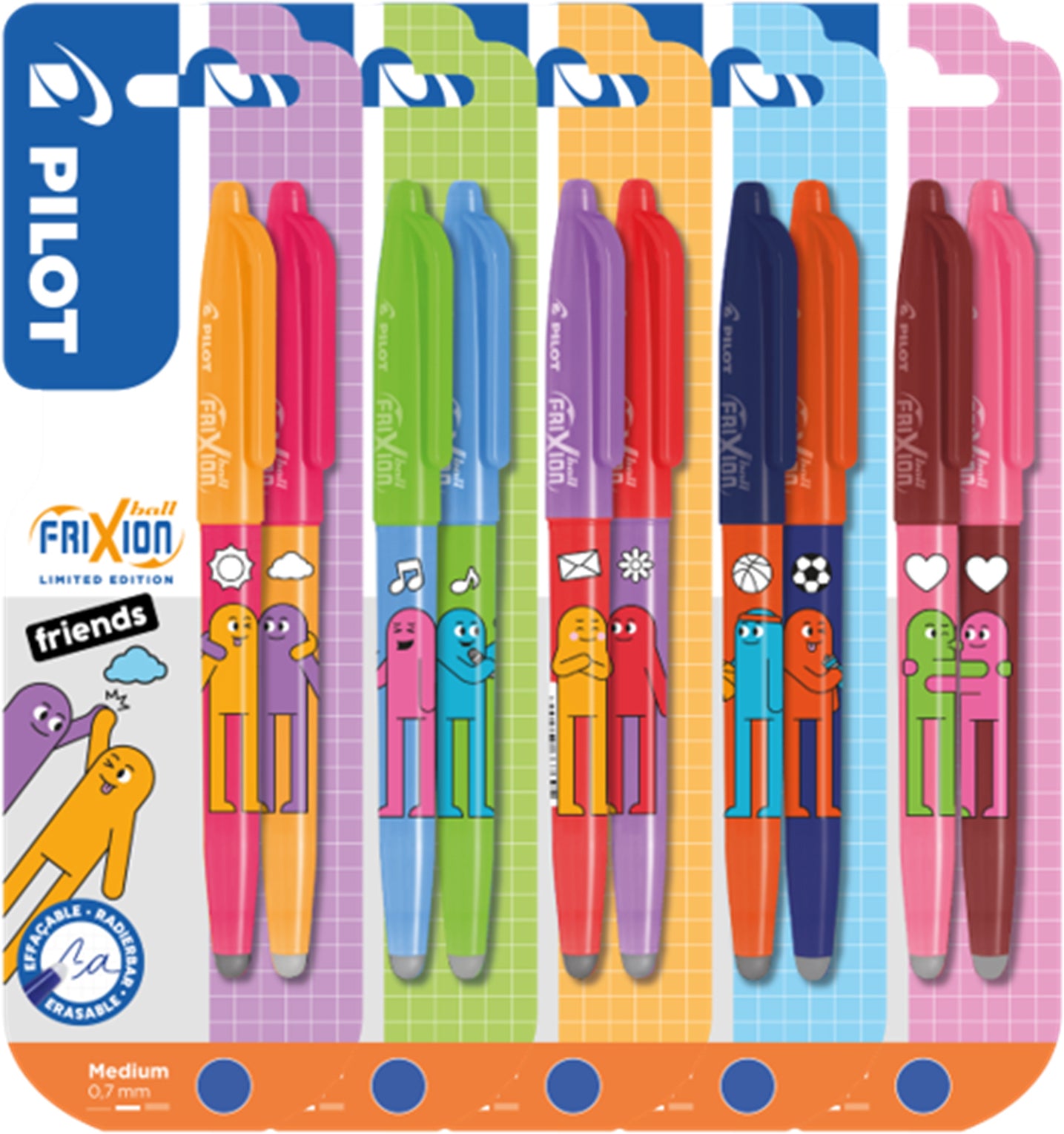 Pilot FriXion Ball Friends – Tintenroller, 0,7 mm, sortiert, radierbar – 2 Stk.