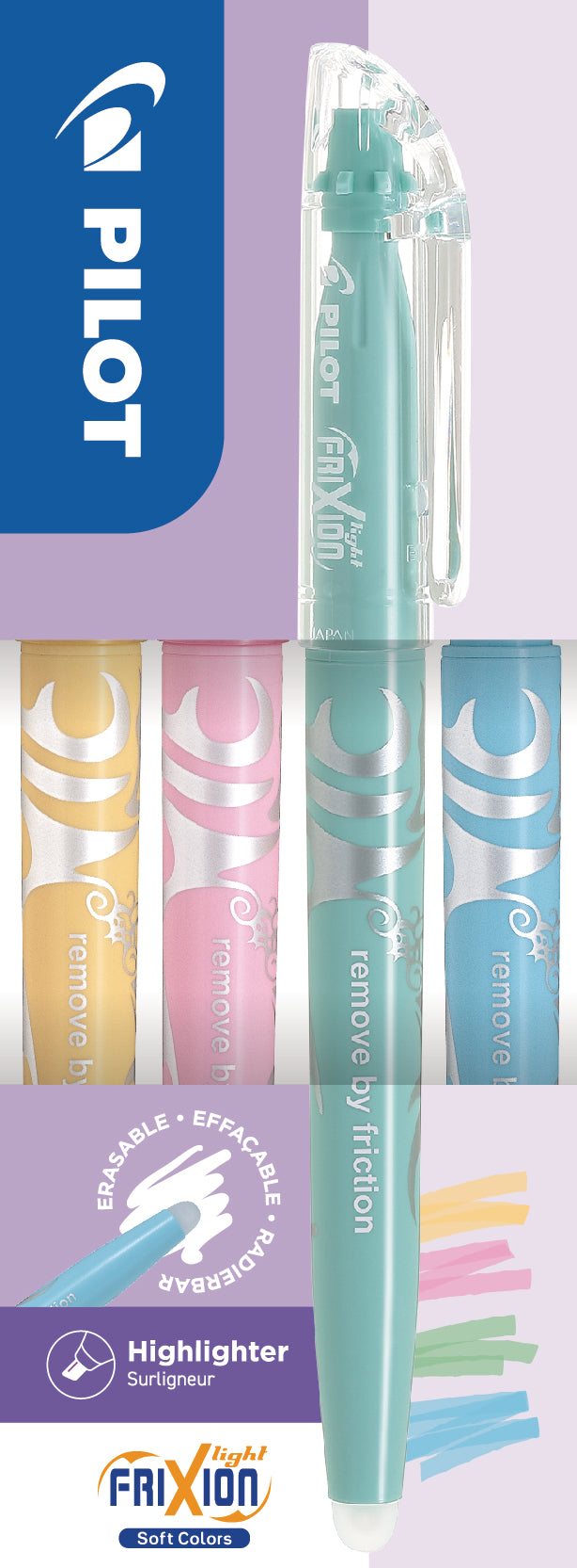 Pilot FriXion Light Textmarker – Spitze 4 mm, radierbar