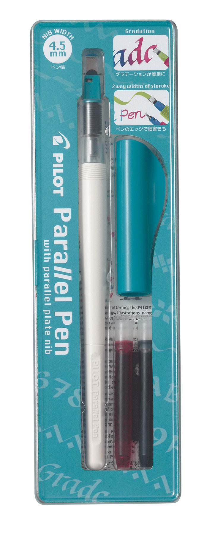 Pilot Parallel Pen FP3-38N-SS – Kalligrafie-Füller – 4,5 mm – grün/weiss – Edelstahl
