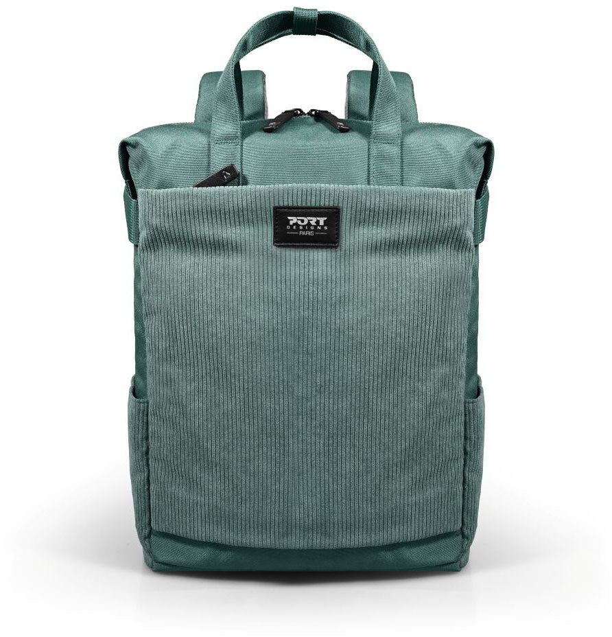 Port Designs Notebook-Rucksack Milano II ECO – für 14–16", 16 l, mit Trolleygurt, Cord – Sage