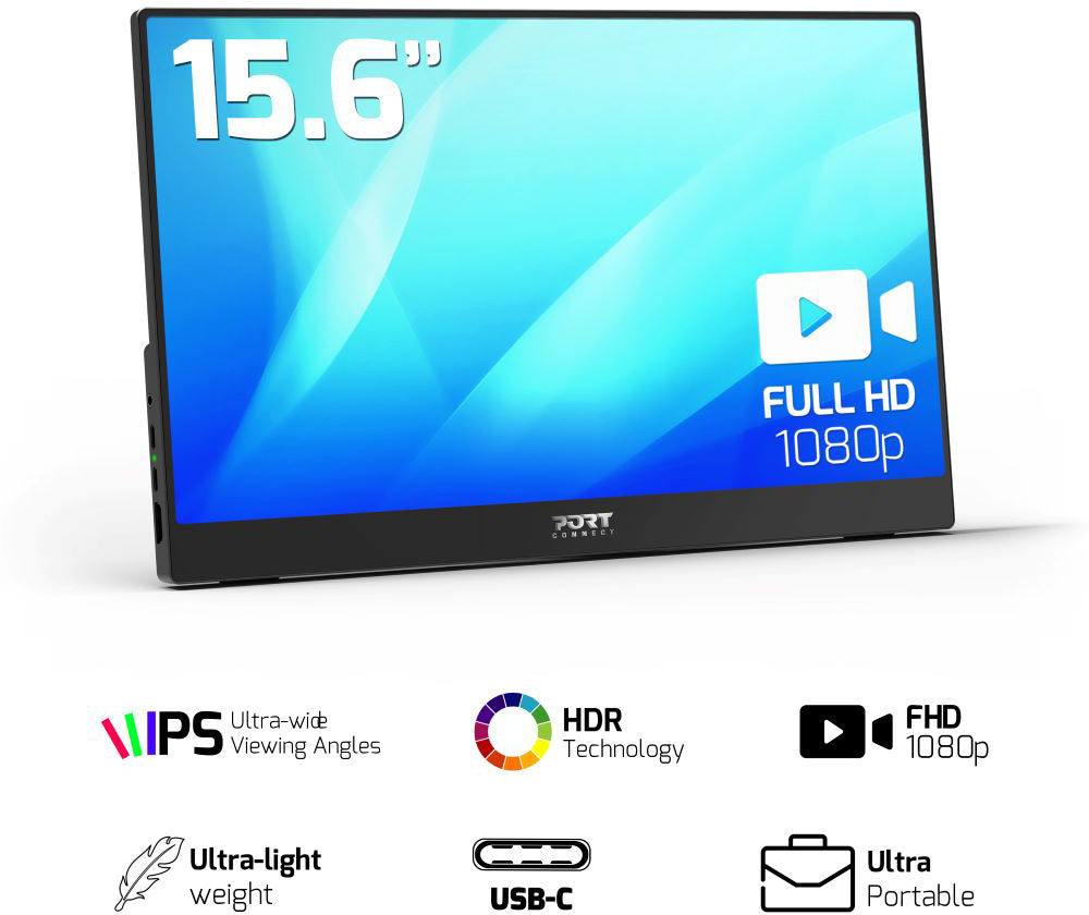 Port Designs Nomad 902101 – 15,6", 1920 × 1080 (Full HD), IPS, USB-C 65 W, HDR