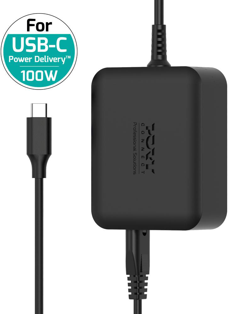 Port Designs 904100CEU USB-Ladegerät 100 W – USB-C×1 – PD, GaN – für Laptops bis 17"