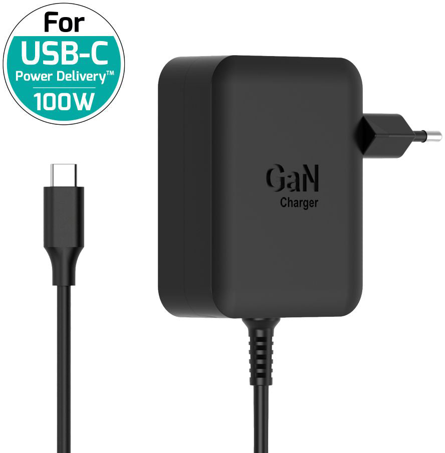 Port Designs 904100CWE USB-Ladegerät 100 W – GaN, PD – USB-C (festes Kabel 1,5 m) – für Laptops, Tablets u. a.