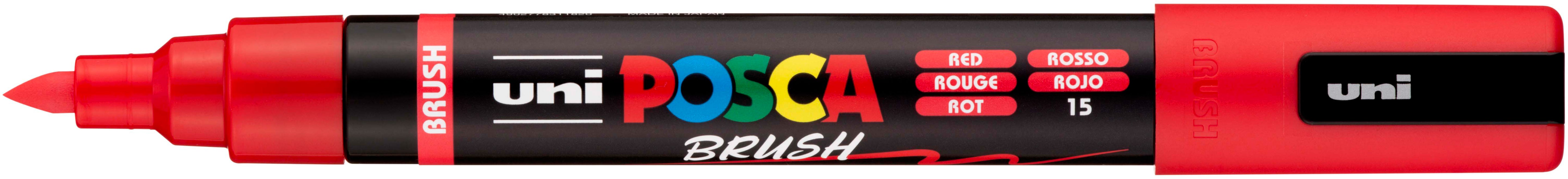 Uni-Ball POSCA PC-5BR Pinselstift – Pinselspitze, 1–4 mm, wasservermalbar, permanent auf porösen Oberflächen, rot