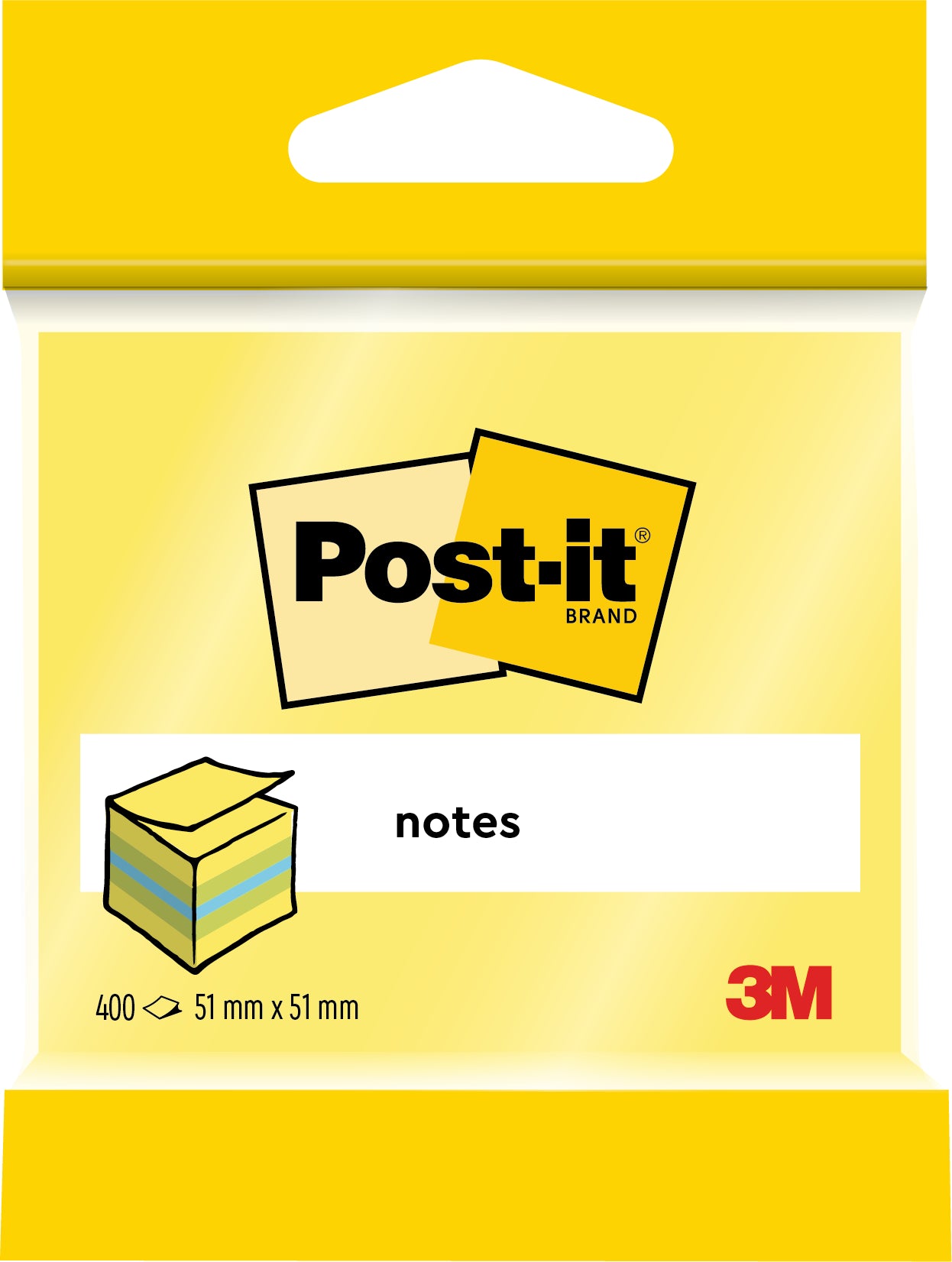 Post-it Haftnotizen-Würfel – 52 × 44 mm – Neongelb, 400 Blatt/Block