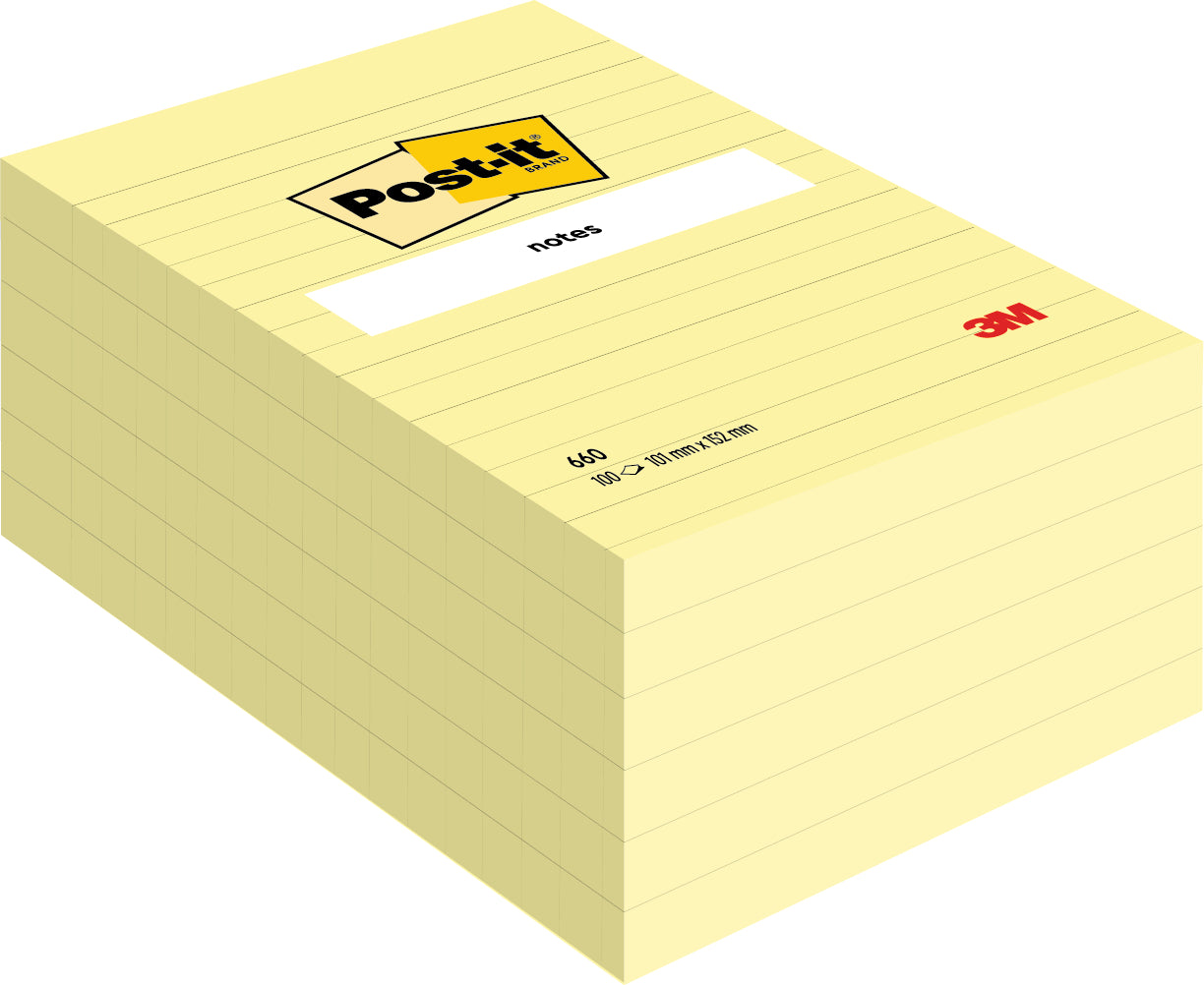 Post-it Super Sticky Haftnotizen – 102 × 152 mm – gelb, liniert, 75 Blatt/Block