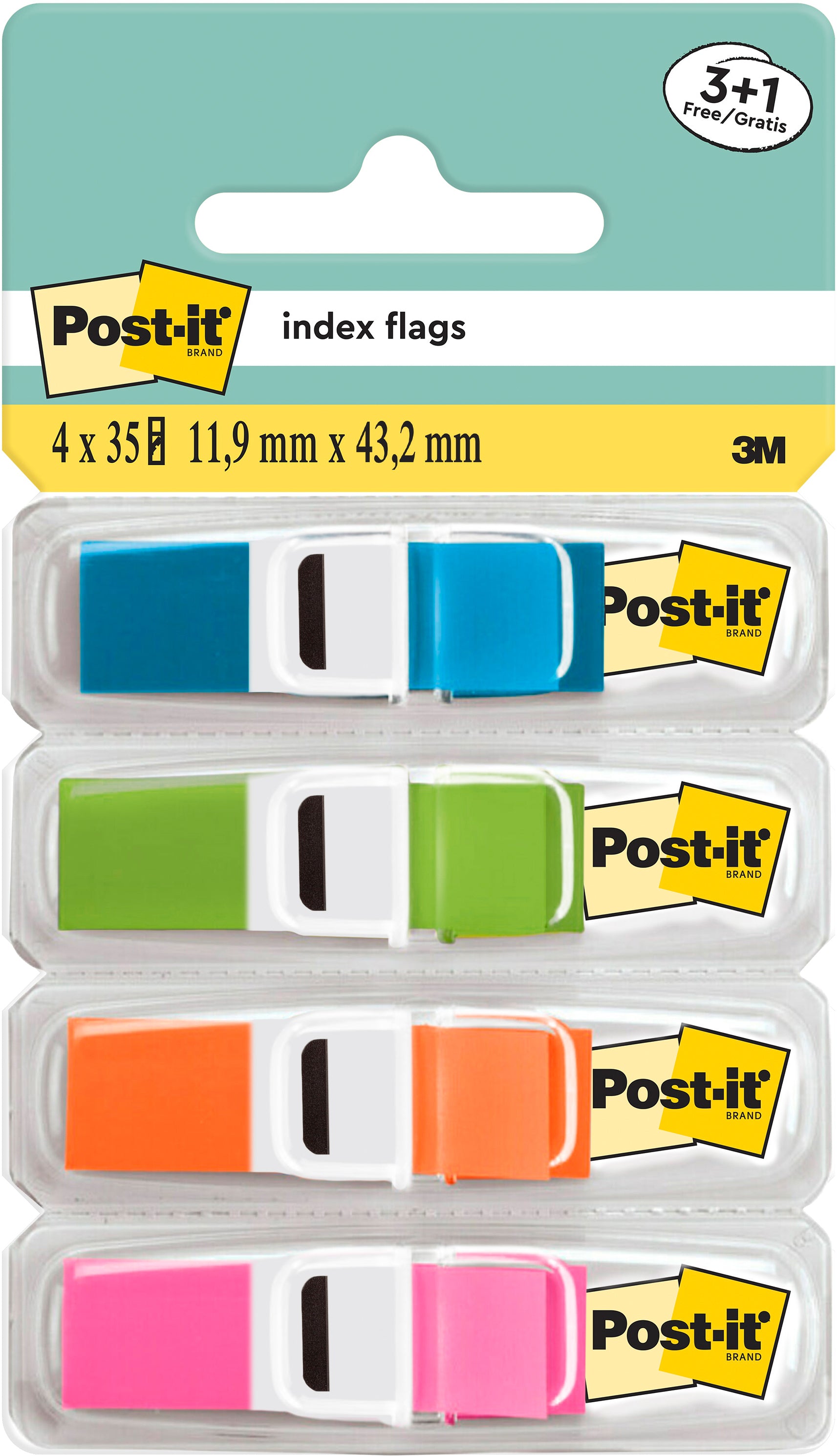 Post-it Markierstreifen/Index – 69 × 10 mm – Mehrfarbig, 50 Stück