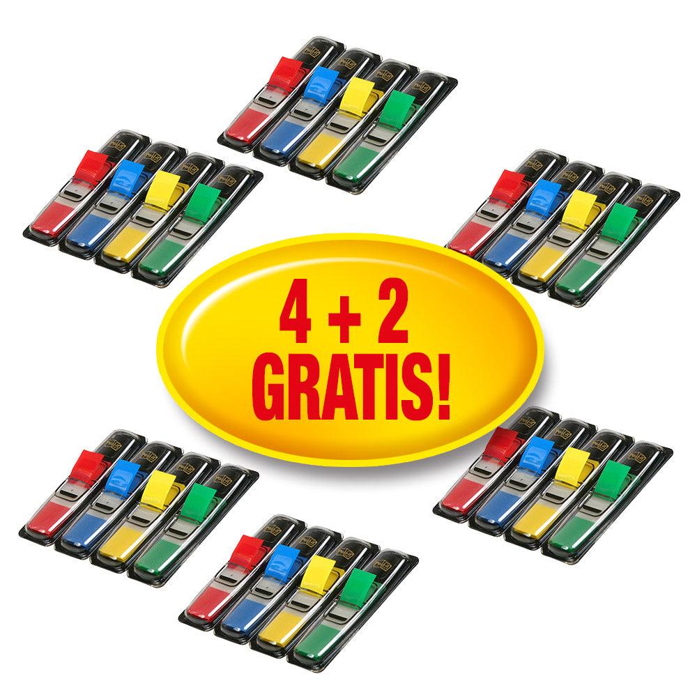 Post-it Markierstreifen/Index – 11,9 × 43,2 mm – sortiert, 6er-Pack