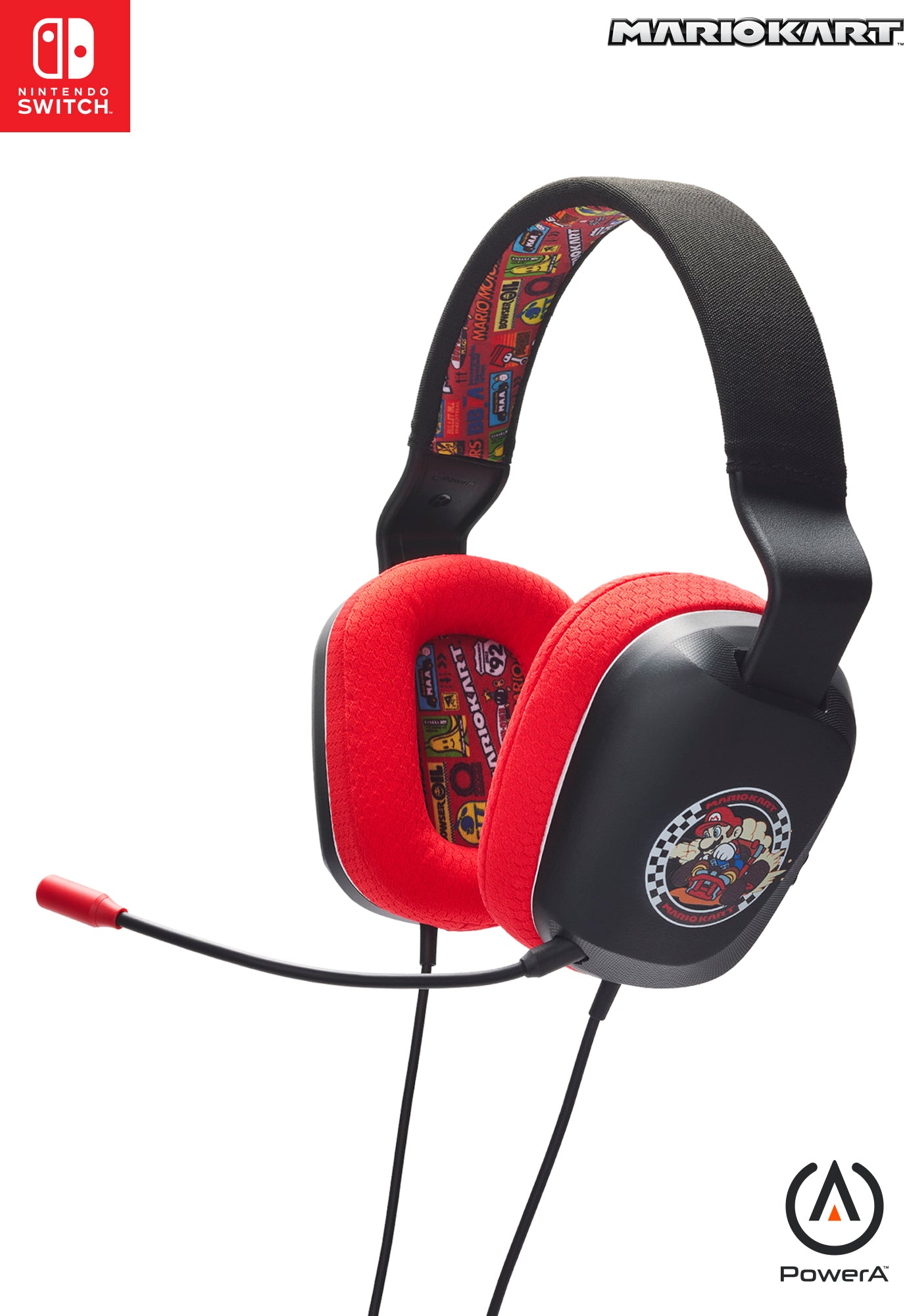 PowerA NSHS0398 Gaming-Headset – Over-Ear, Stereo, Kabelgebunden, 3,5 mm Klinke, für Nintendo Switch, Schwarz/Rot