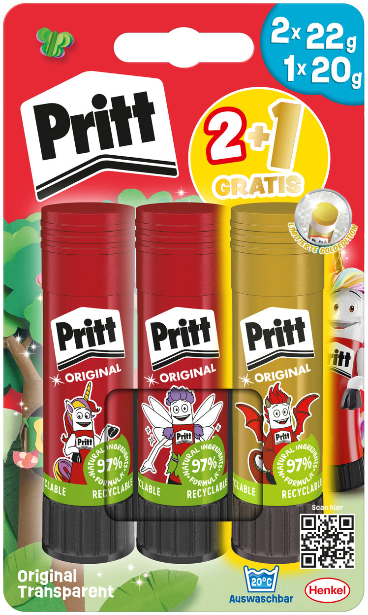 Pritt Magische Welt PBS2B Klebestift – 2 × 22 g + 1 × 20 g, gold