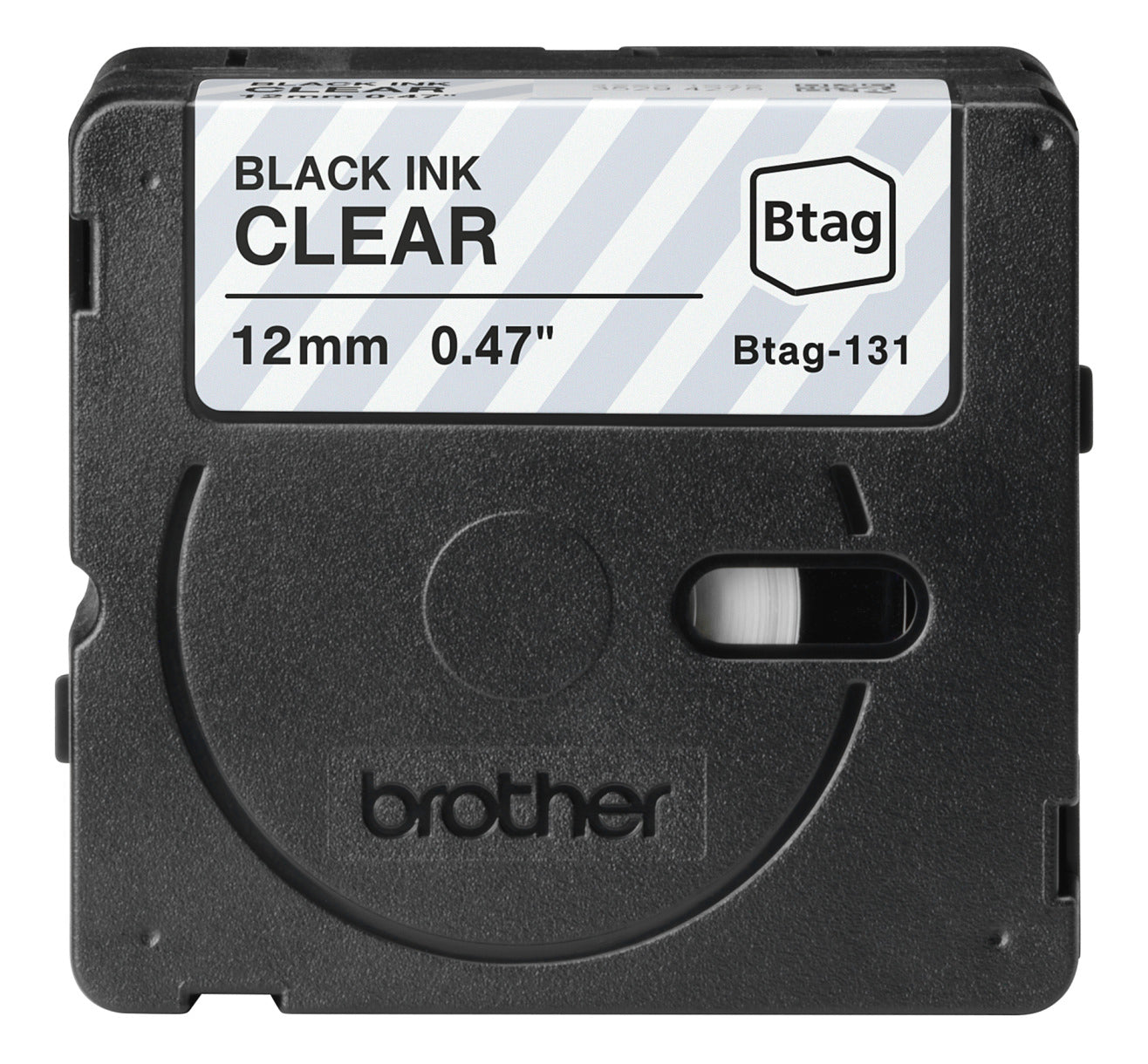 Ptouch Brother BTAG-131 Schriftband – Schwarz auf Transparent – 12 mm × 4 m – für Brother PT-N10/N20/N25BT